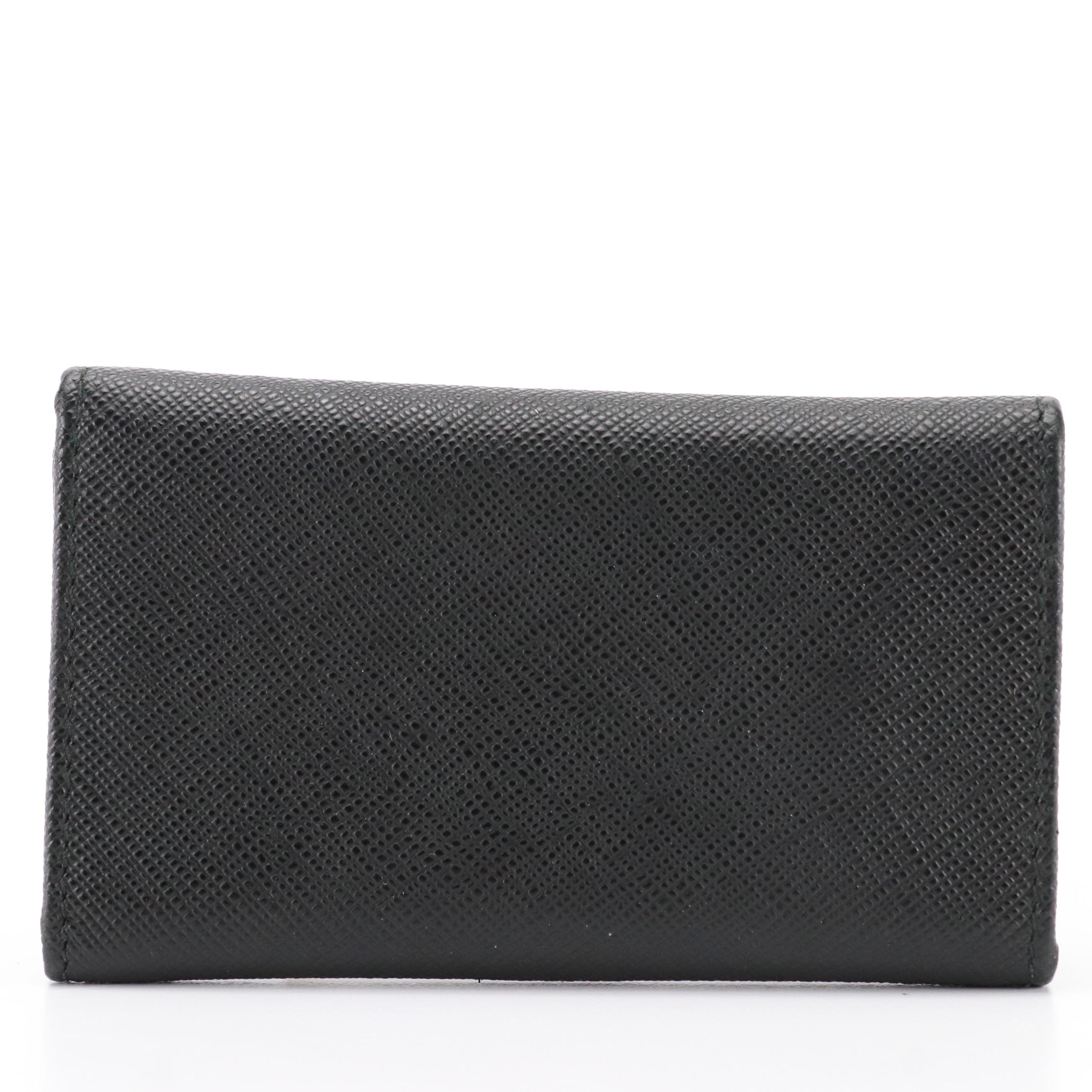 Prada Black Saffiano Leather Six-Hook Key Case