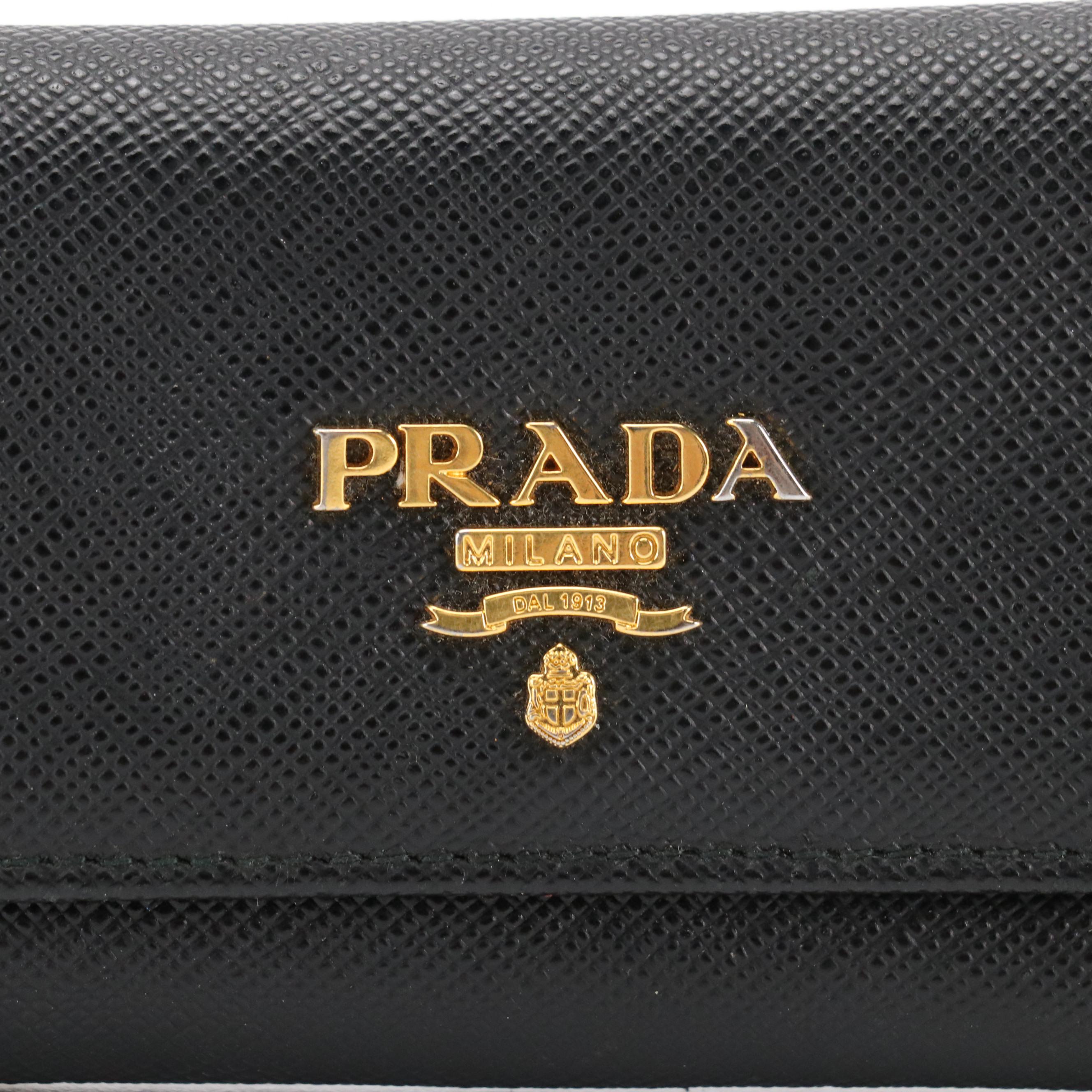 Prada Black Saffiano Leather Six-Hook Key Case