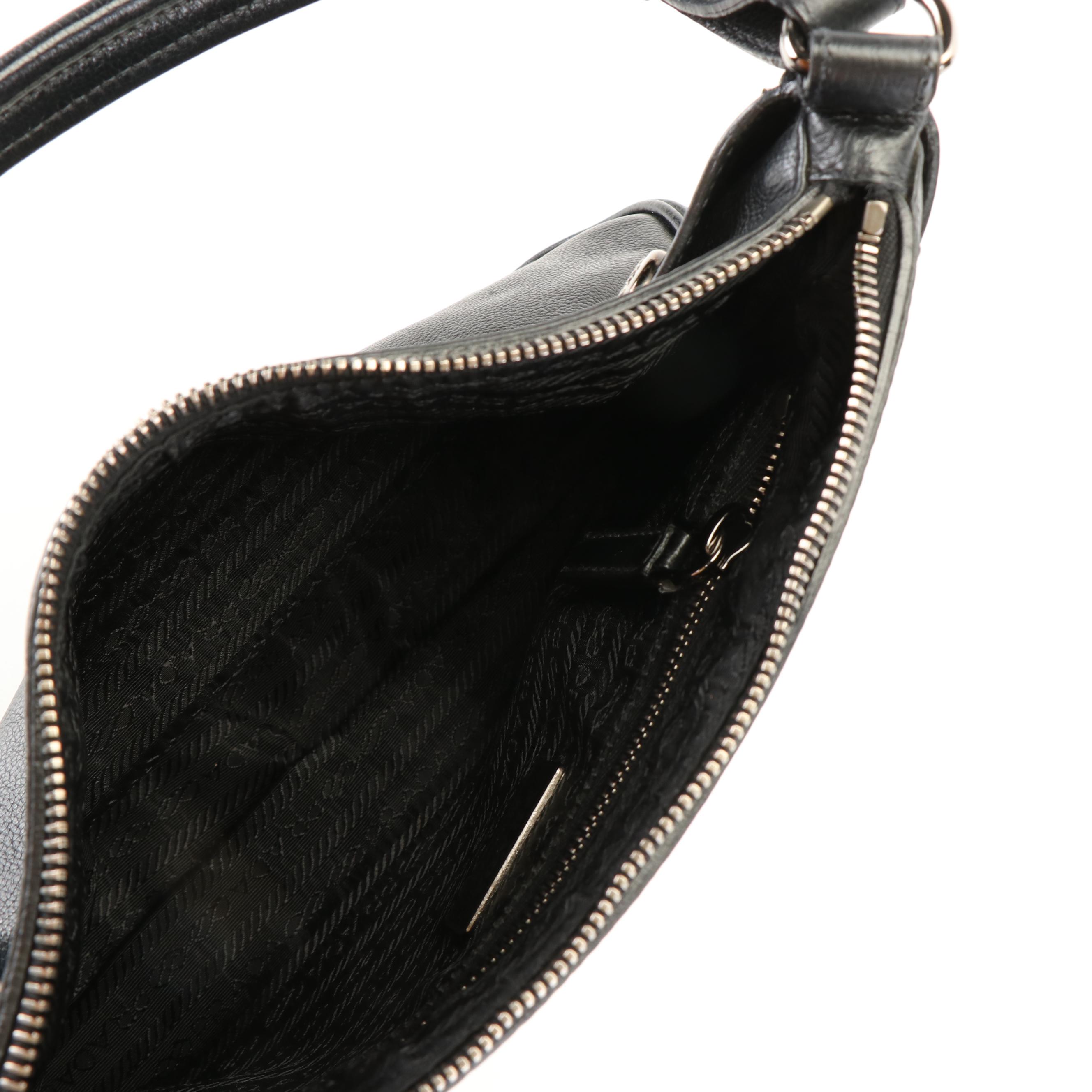 Prada Baguette Black Leather Shoulder Bag