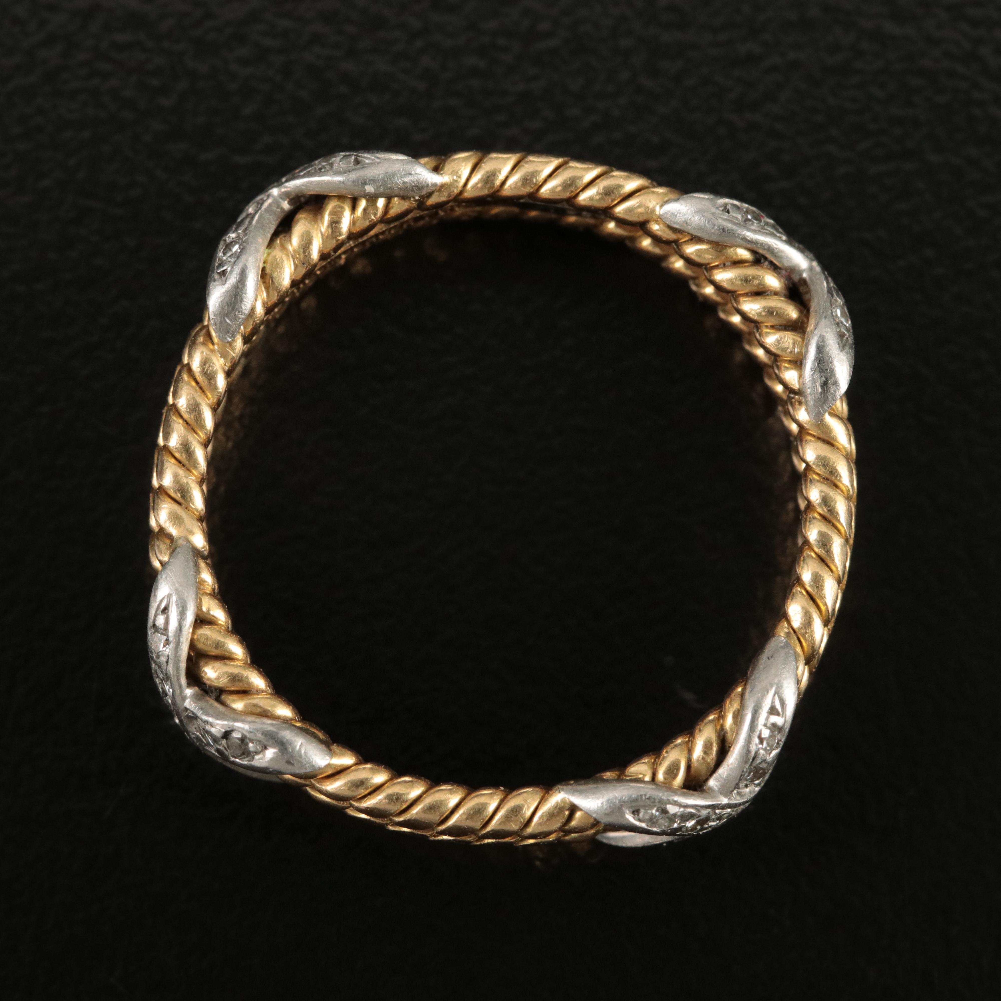 Jean Schlumberger for Tiffany & Co. 18K Platinum and Diamond Rope 3 Row X Ring