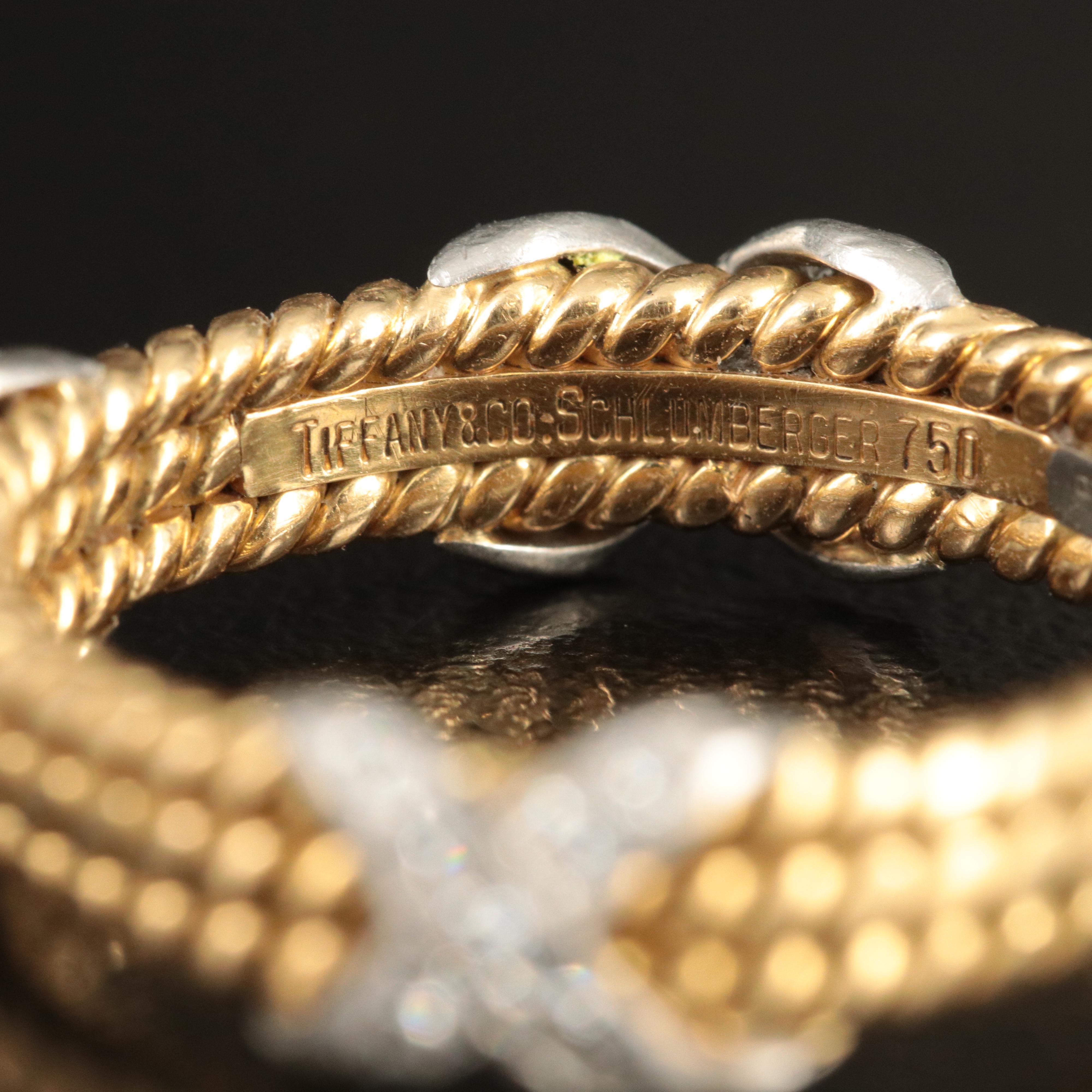 Jean Schlumberger for Tiffany & Co. 18K Platinum and Diamond Rope 3 Row X Ring