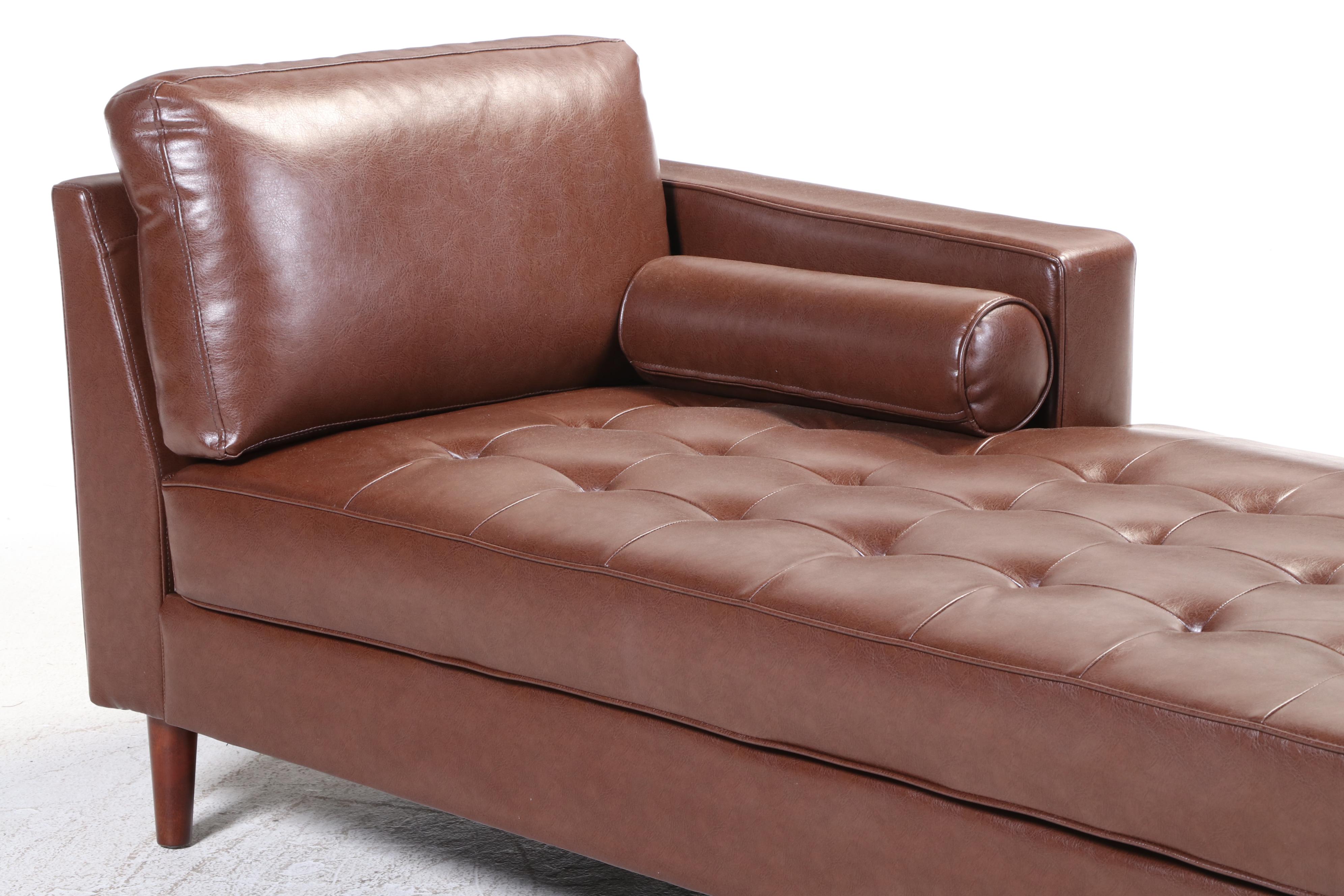 Noble House Home Furnishings Contemporary Tufted Faux Leather Chaise EBTH