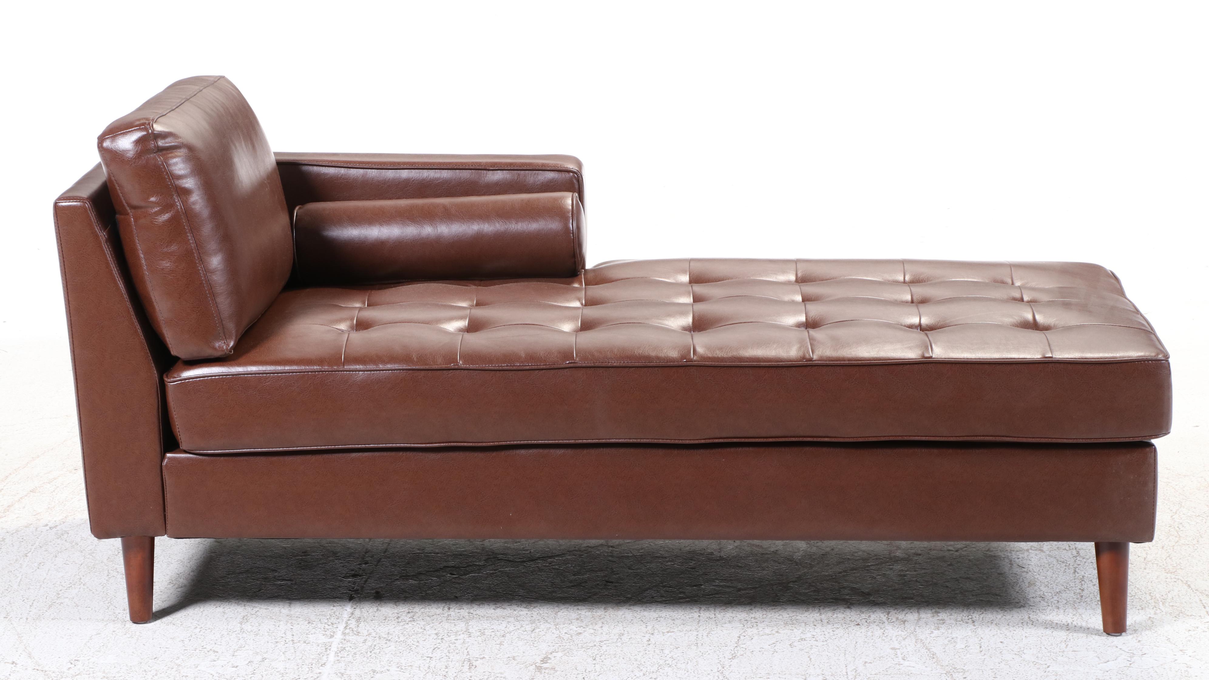 Noble House Home Furnishings Contemporary Tufted Faux Leather Chaise EBTH