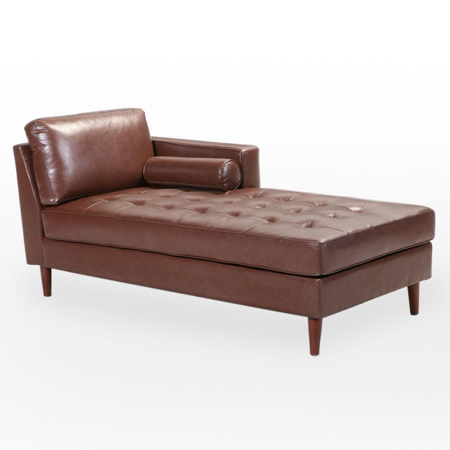 Noble House Home Furnishings Contemporary Tufted Faux Leather Chaise