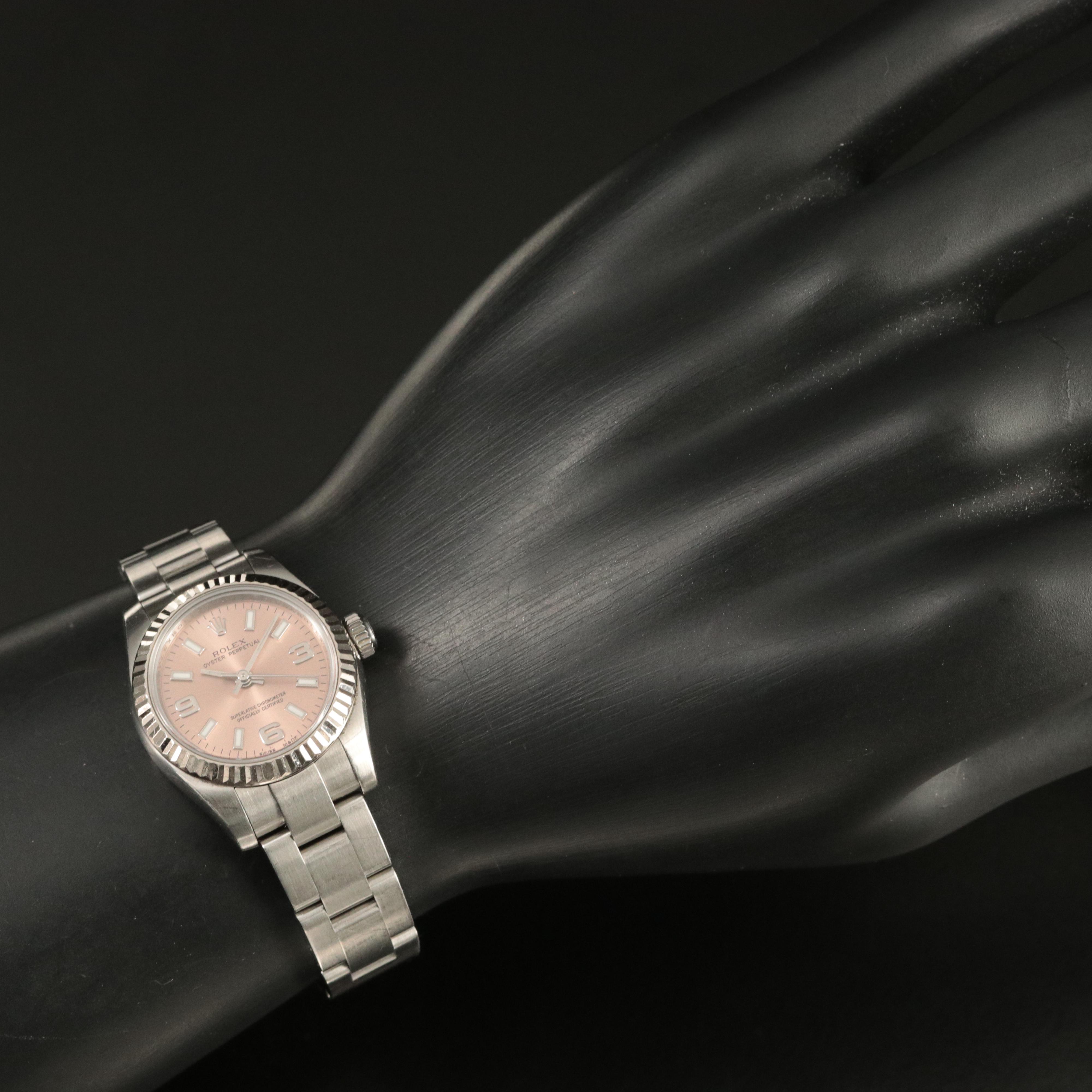 2007 Rolex Oyster Perpetual Salmon Dial Stainless Steel Watch