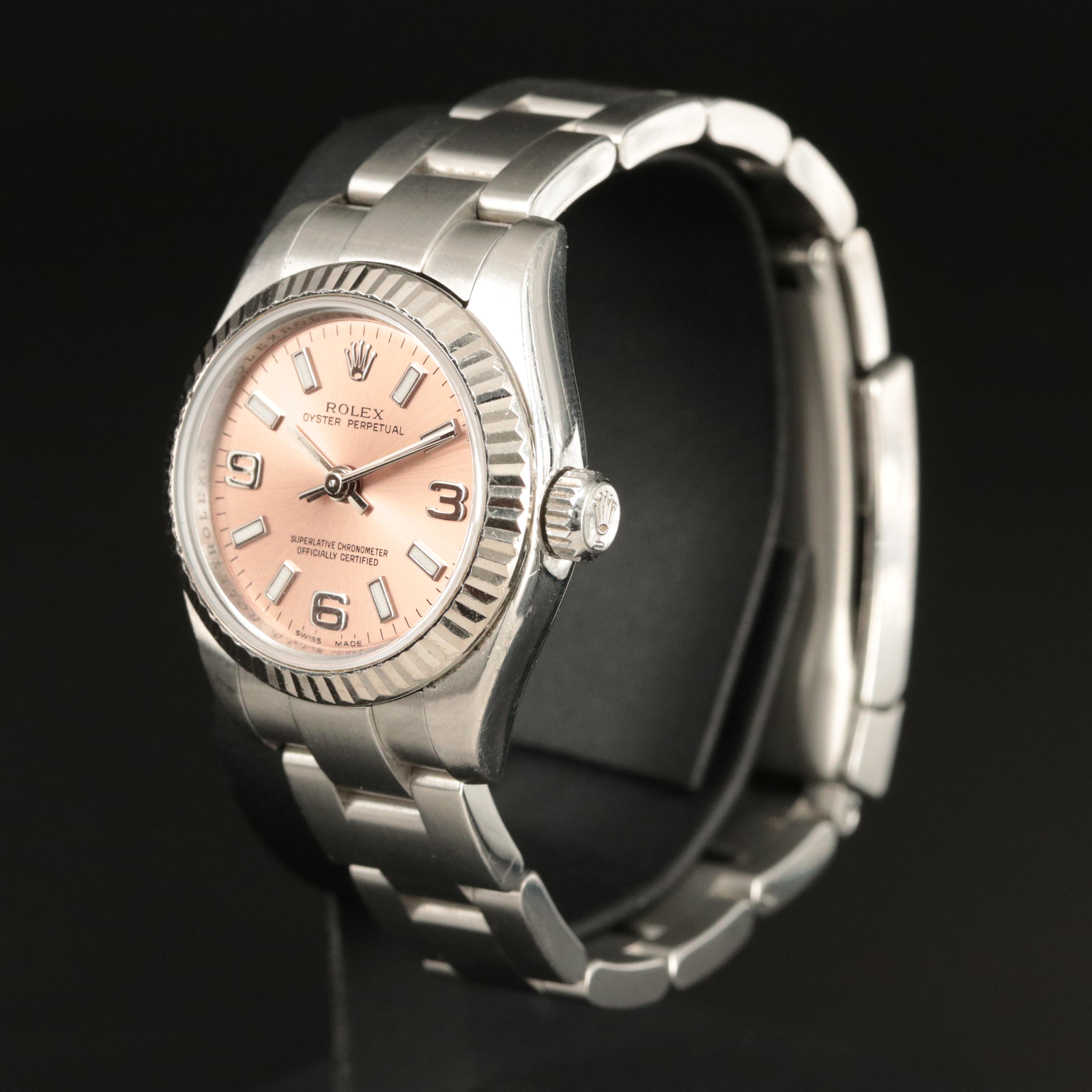 2007 Rolex Oyster Perpetual Salmon Dial Stainless Steel Watch