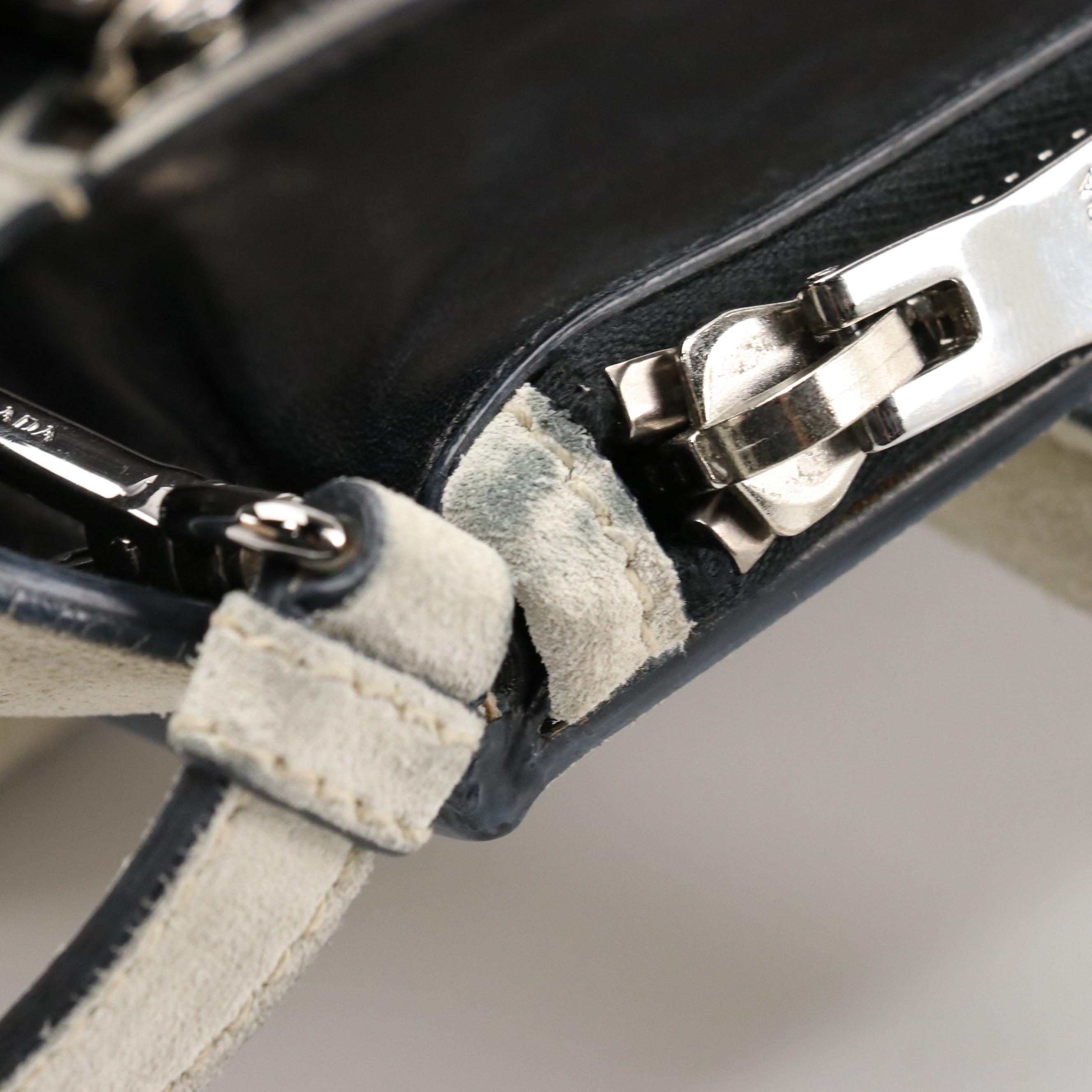 Prada Light Grey Scamosciato Twin Pocket Satchel Tote Bag