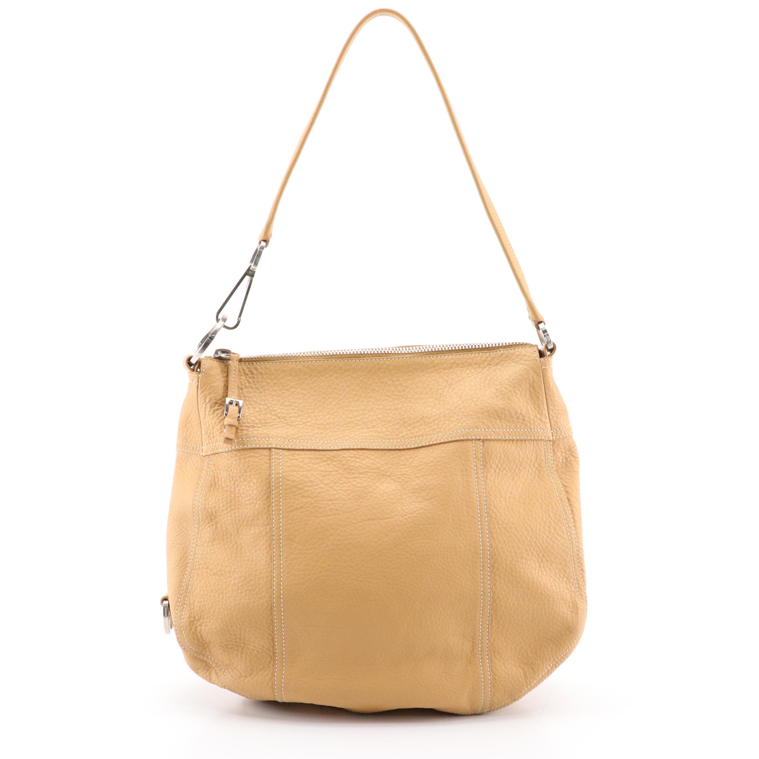 Prada Tan Grained Calf Leather Hobo Shoulder Bag