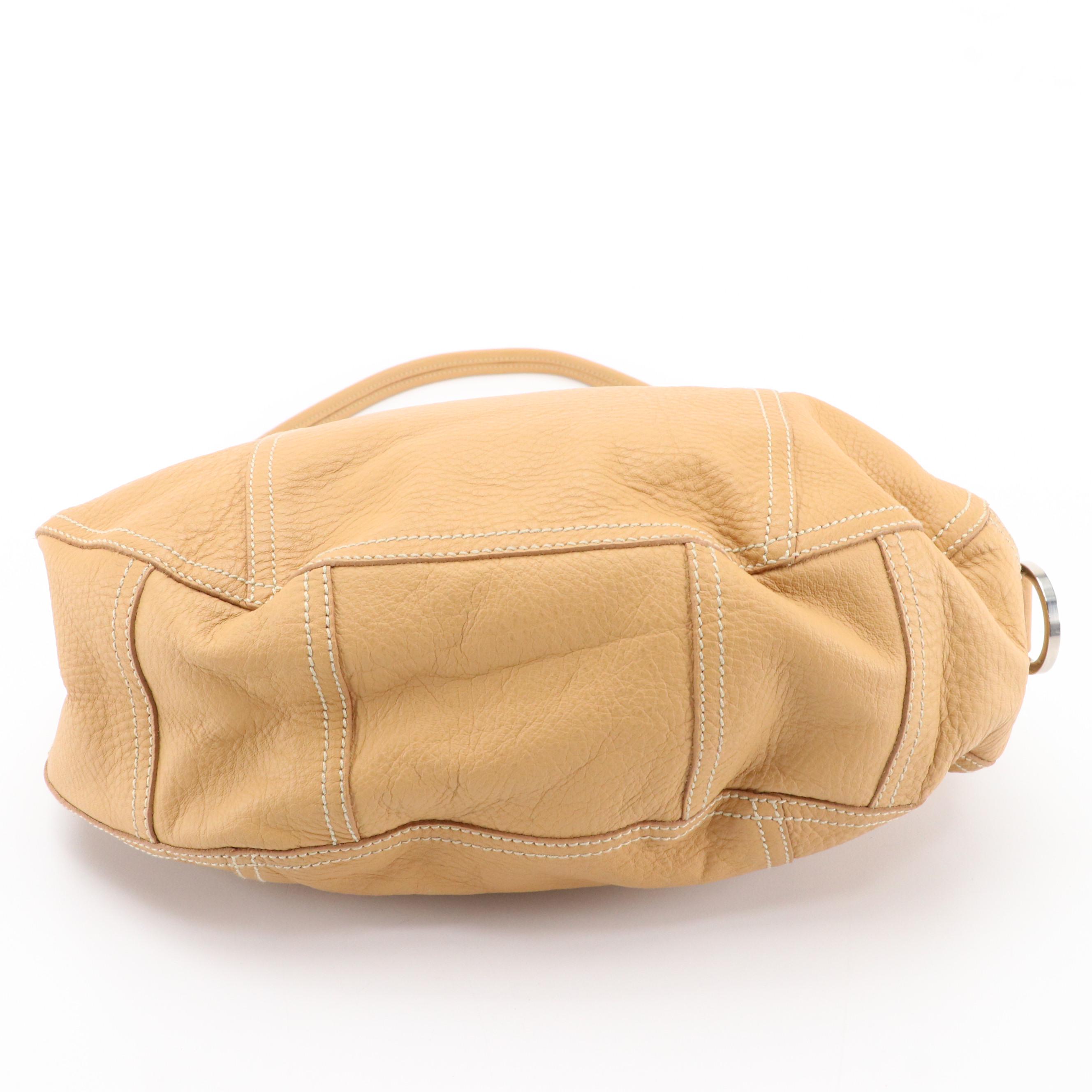 Prada Tan Grained Calf Leather Hobo Shoulder Bag