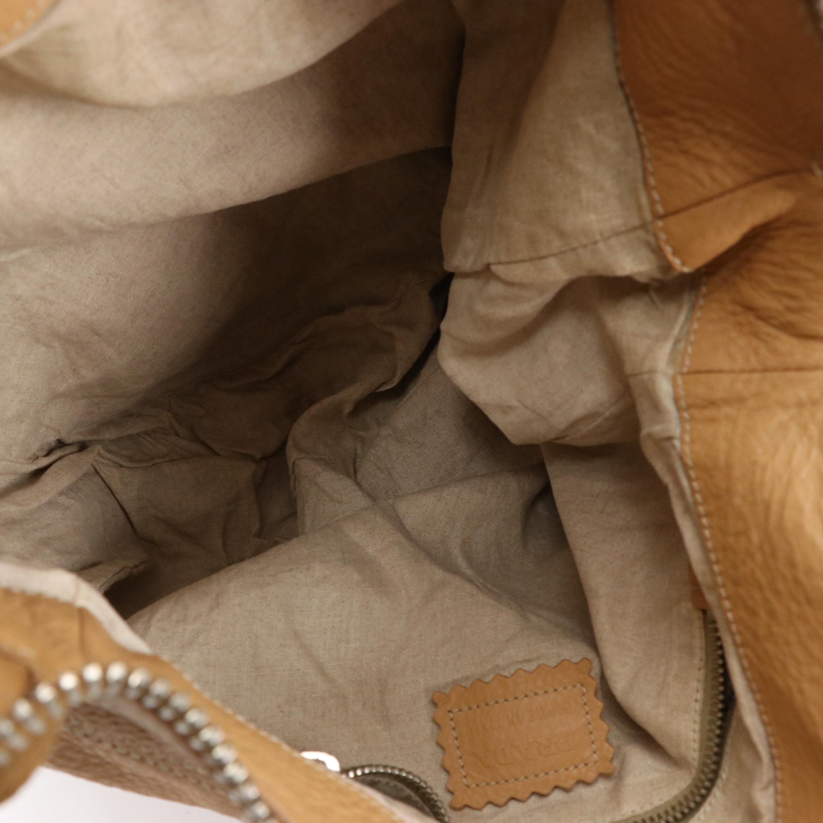 Prada Tan Grained Calf Leather Hobo Shoulder Bag