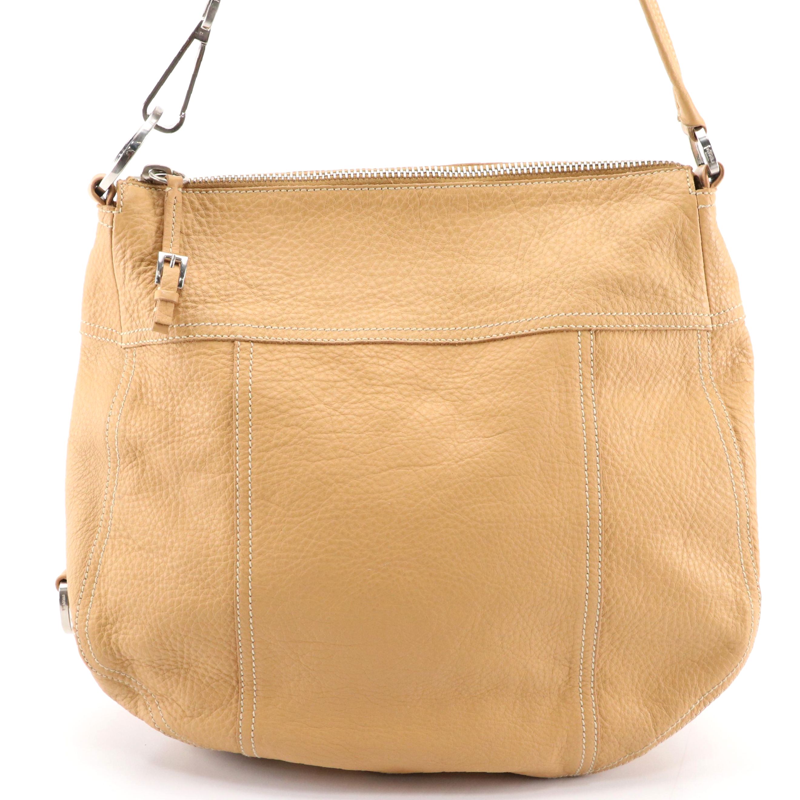 Prada Tan Grained Calf Leather Hobo Shoulder Bag