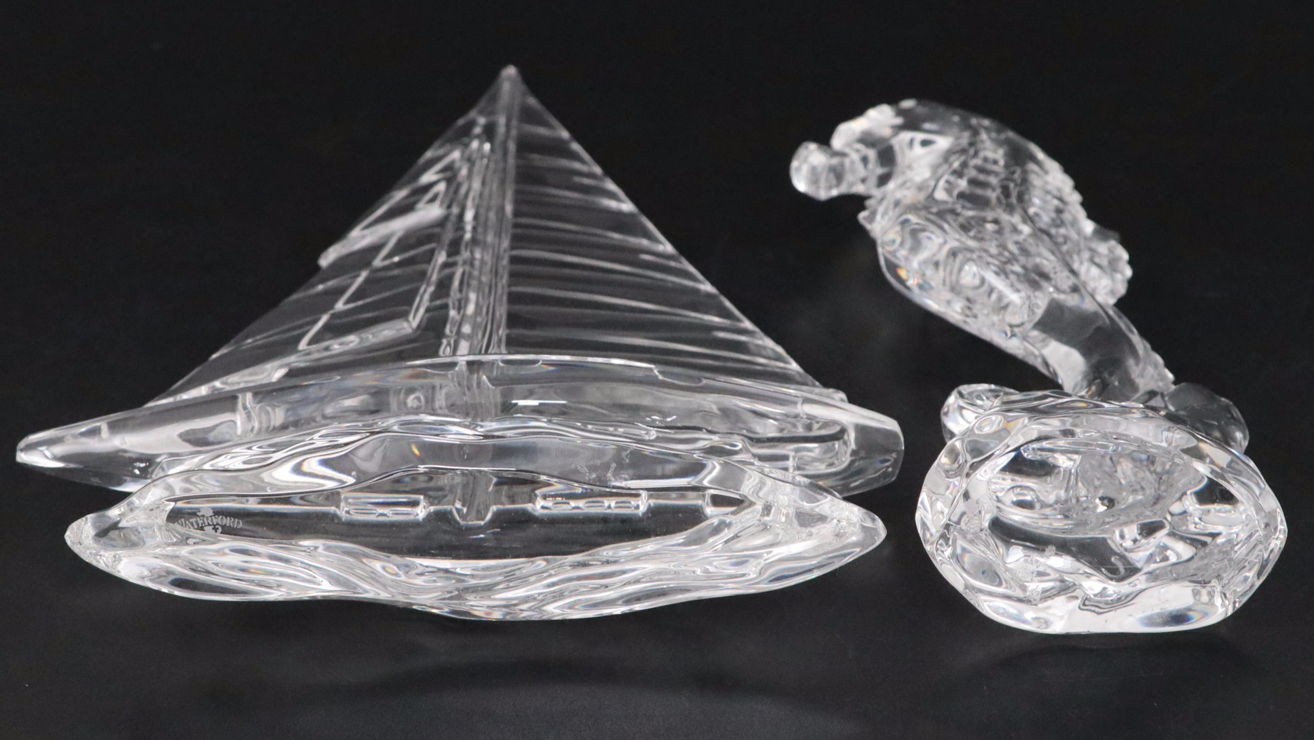 Waterford Crystal Seahorse and Sailboat Figurines