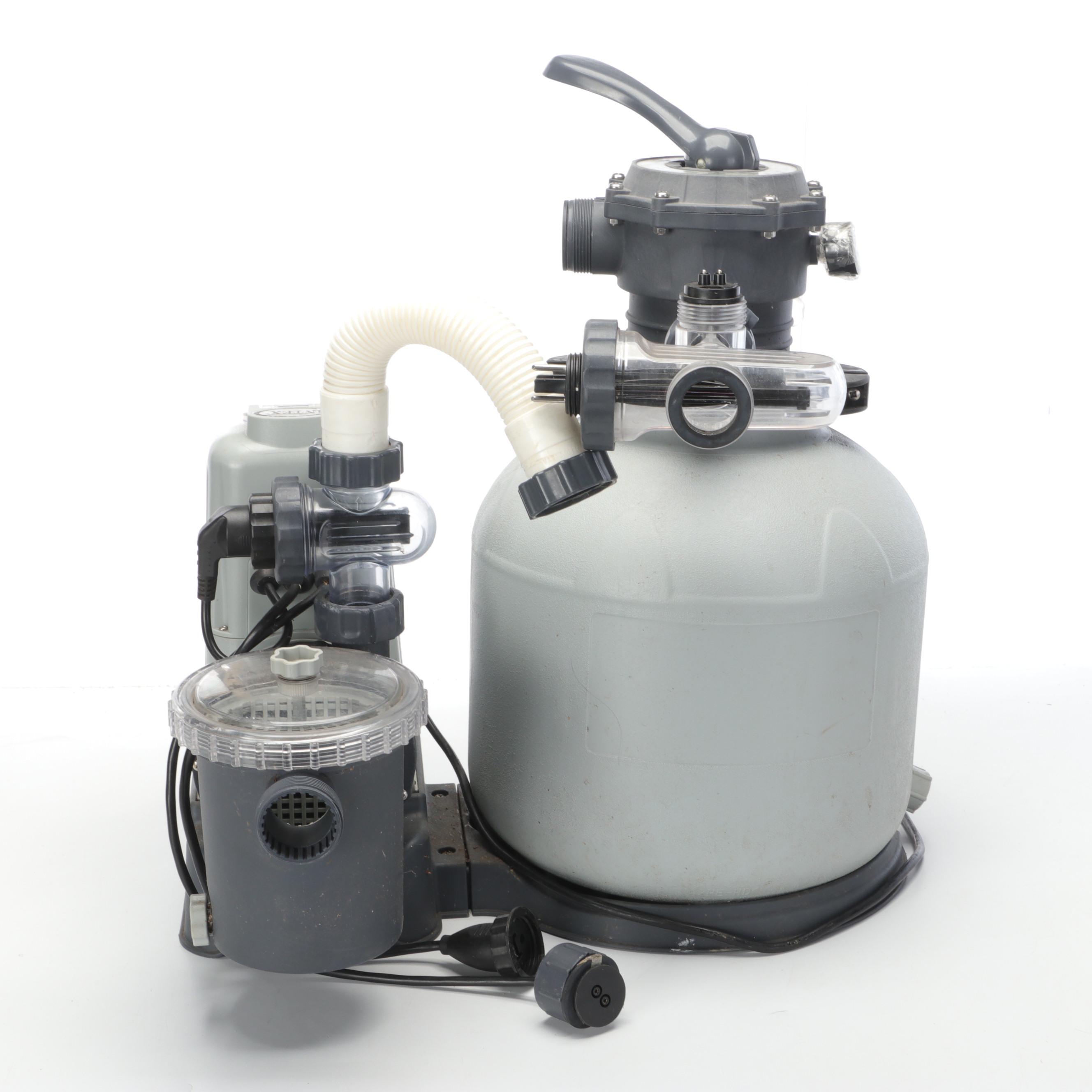 Two Intex Sand Filter Pump and Saltwater Systems with Electrocatalytic Oxidation