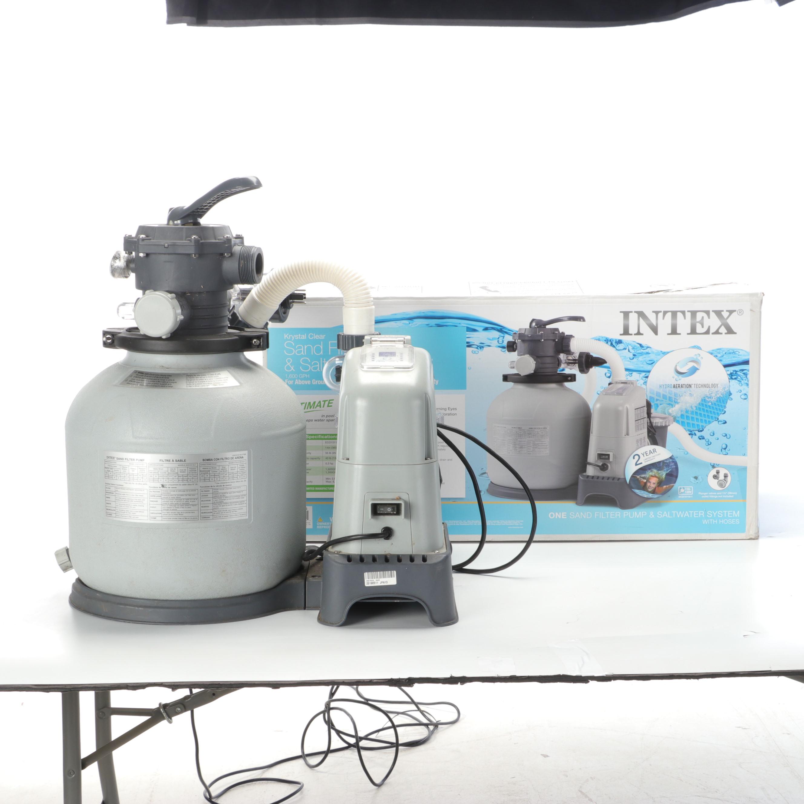 Two Intex Sand Filter Pump and Saltwater Systems with Electrocatalytic Oxidation