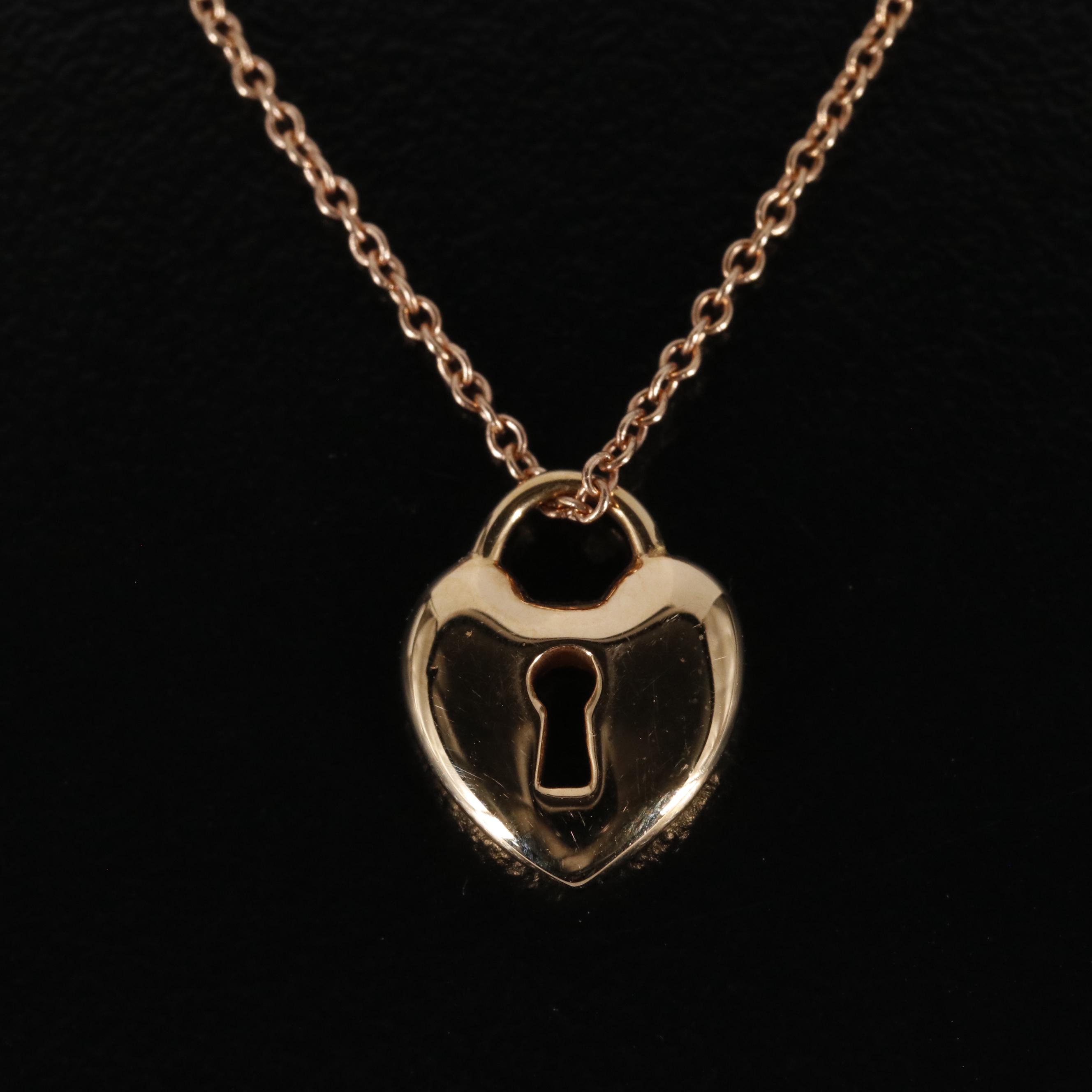 Tiffany & Co. 18K Heart Lock Pendant Necklace