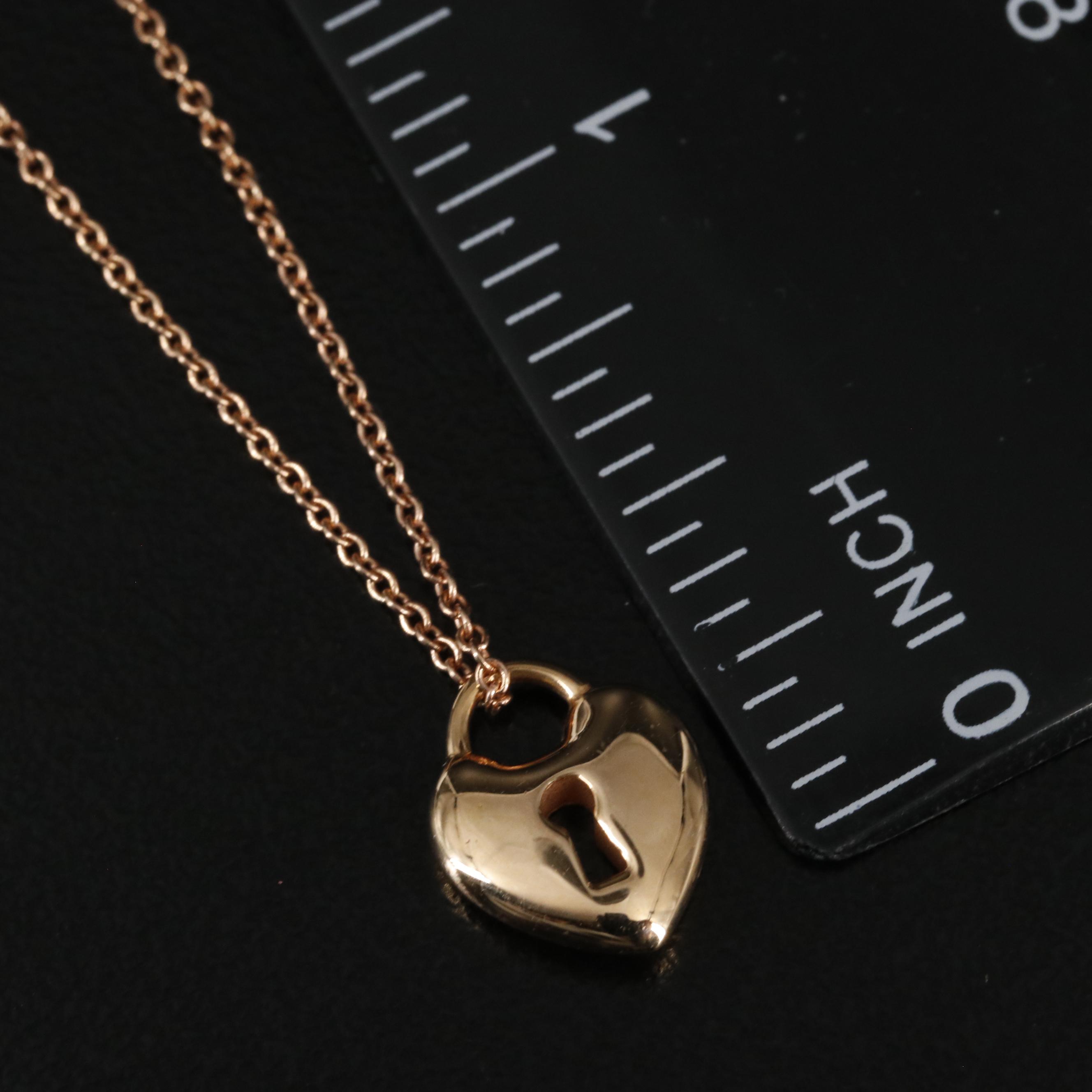 Tiffany & Co. 18K Heart Lock Pendant Necklace