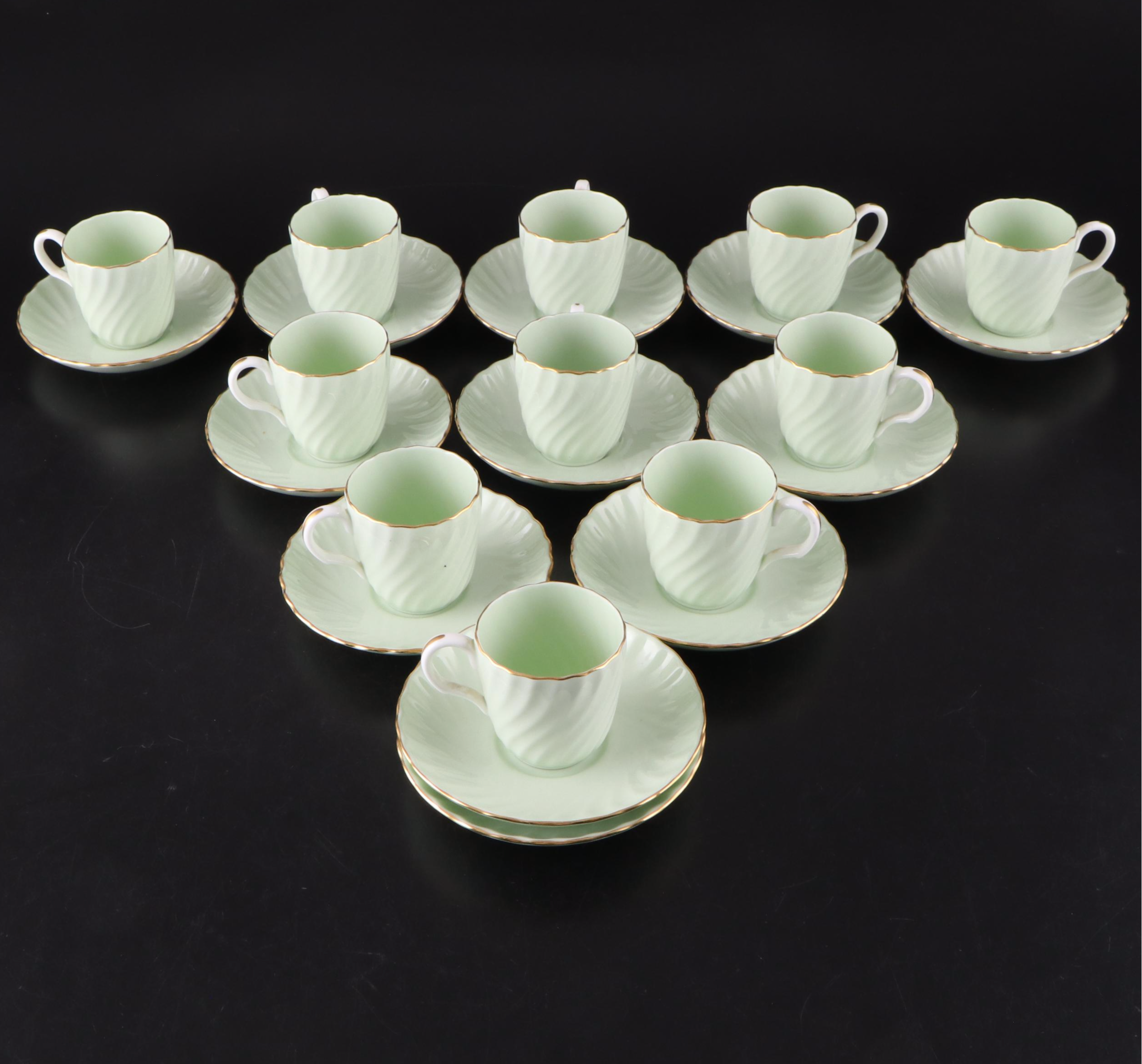 Minton "Shell" Green and Gold Trim Bone China Dinnerware, 1945–1959