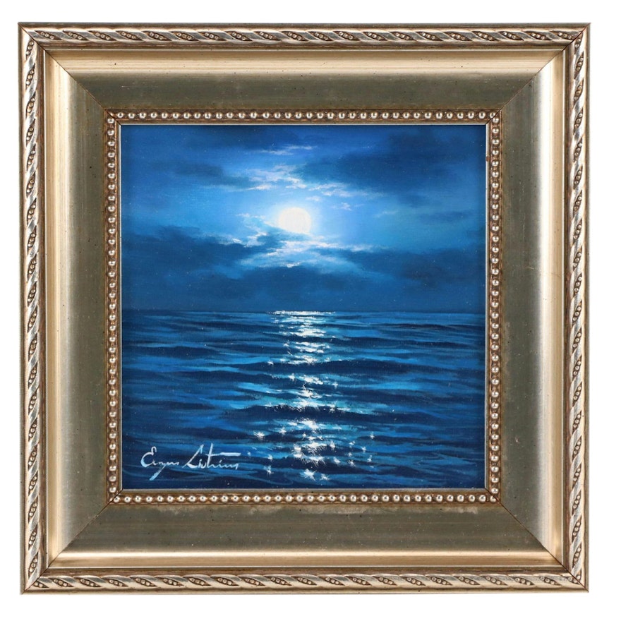 Jevgenijus Litvinas Nocturne Seascape Oil Painting