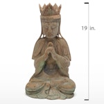 East Asian Polychrome Carved Wood Seated Vairocana Buddha Figure
