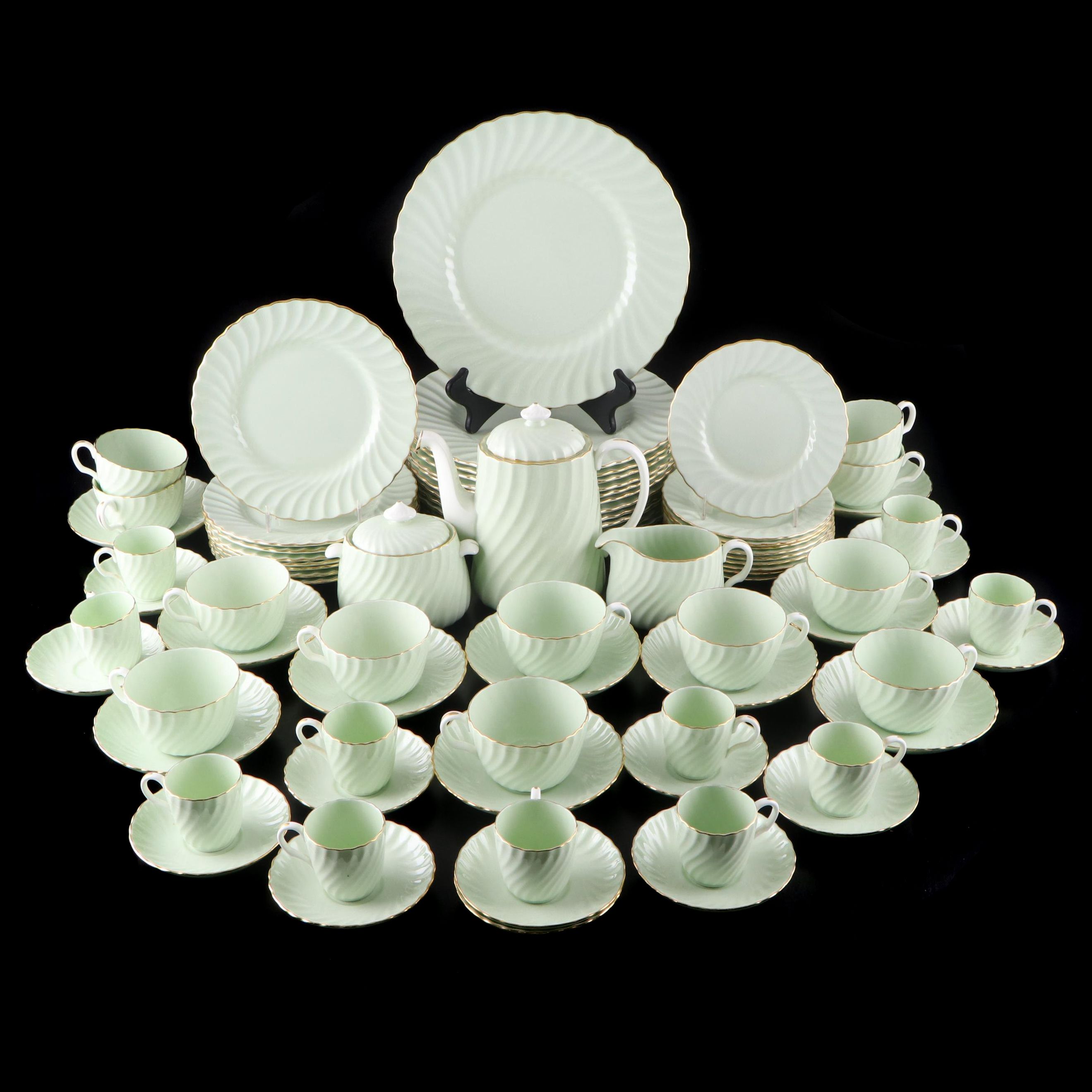 Minton "Shell" Green and Gold Trim Bone China Dinnerware, 1945–1959