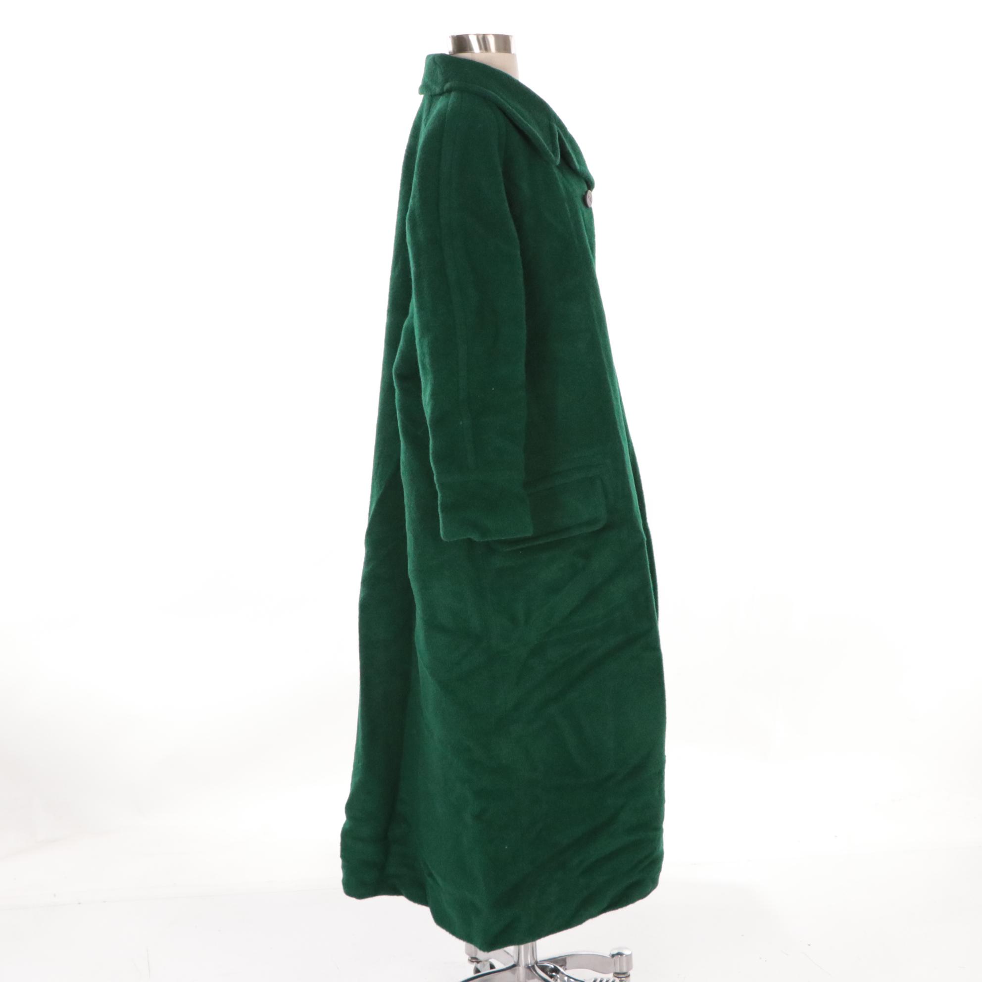 Karl Lagerfeld Emerald Green Wool/Mohair/Alpaca Oversized Flare Coat, 1990s