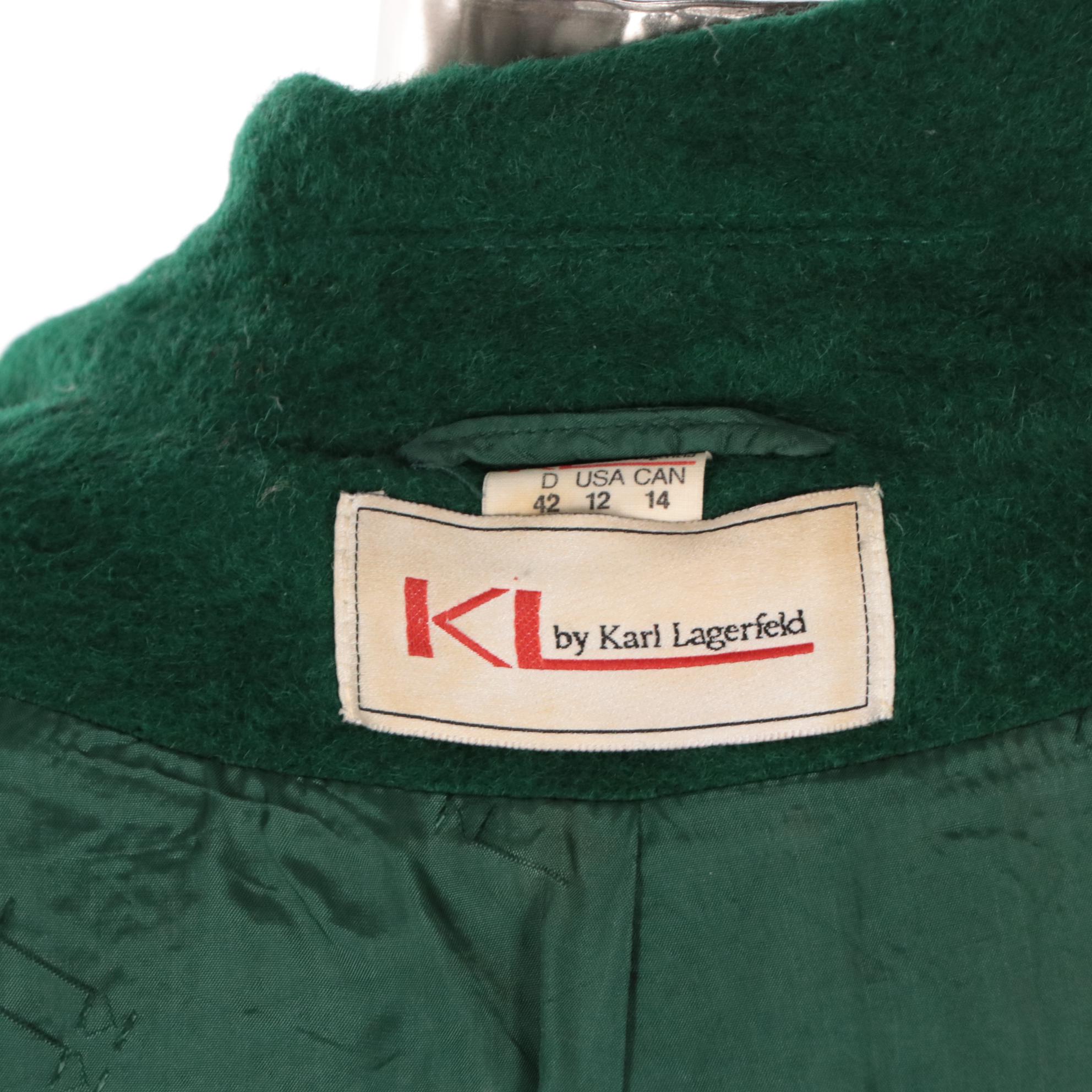 Karl Lagerfeld Emerald Green Wool/Mohair/Alpaca Oversized Flare Coat, 1990s