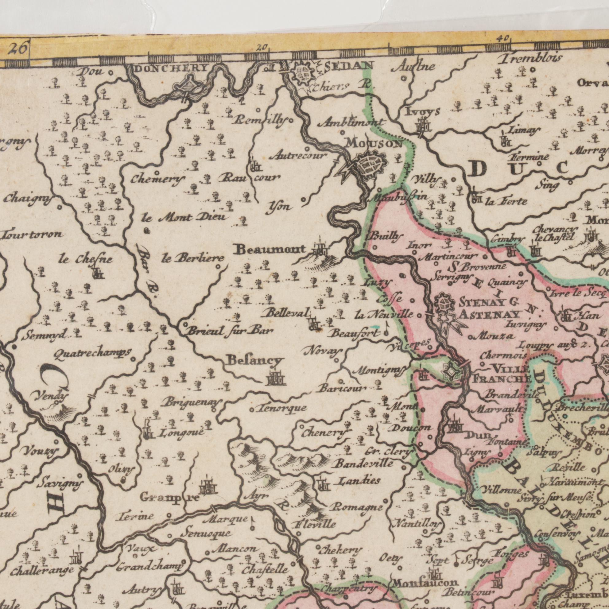 Johann Baptiste Homann Hand-Colored Engraved Map "Lotharingiae", 18th Century