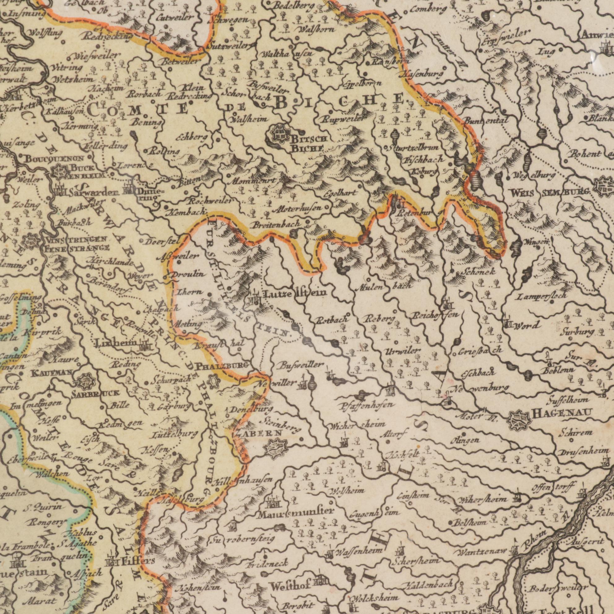 Johann Baptiste Homann Hand-Colored Engraved Map "Lotharingiae", 18th Century
