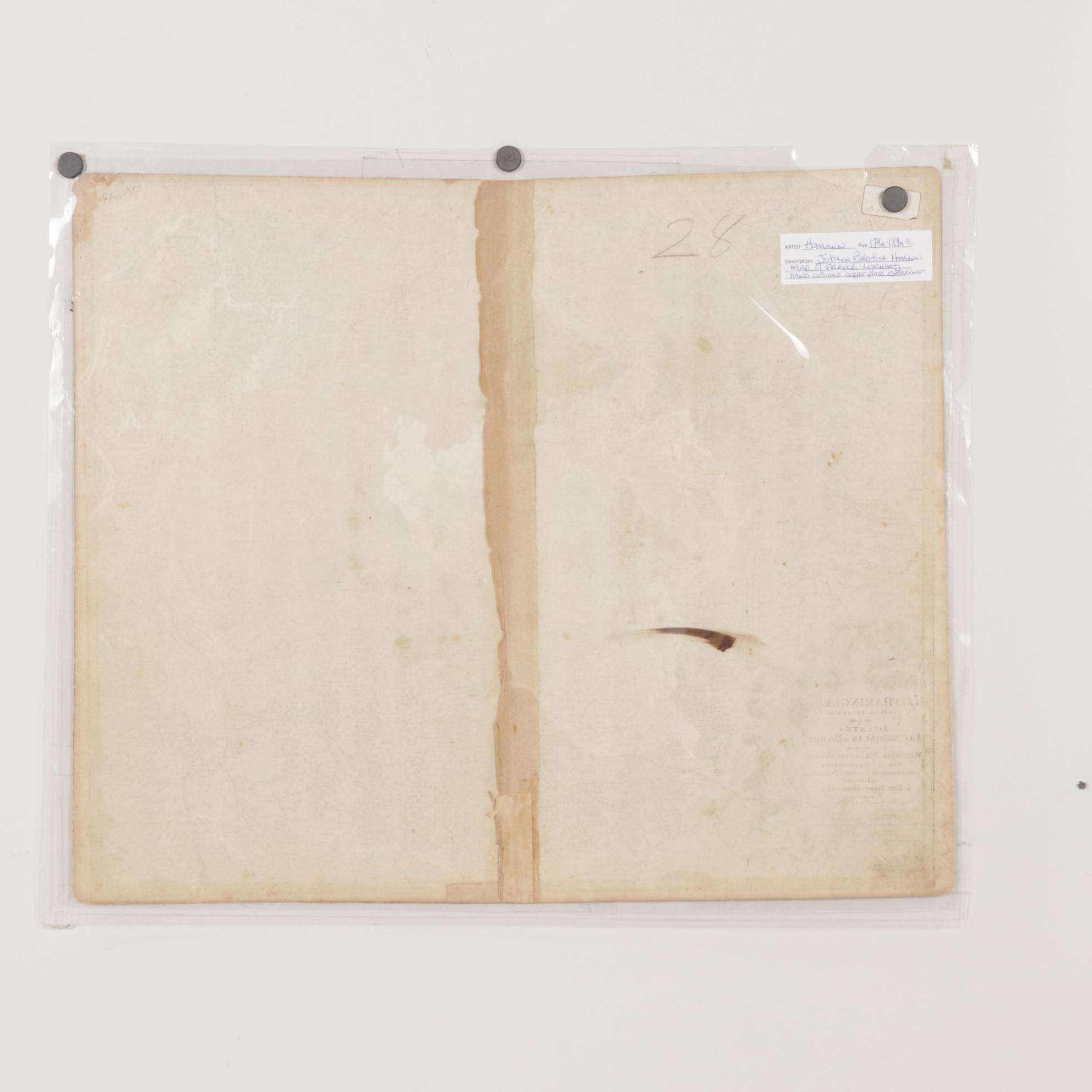 Johann Baptiste Homann Hand-Colored Engraved Map "Lotharingiae", 18th Century