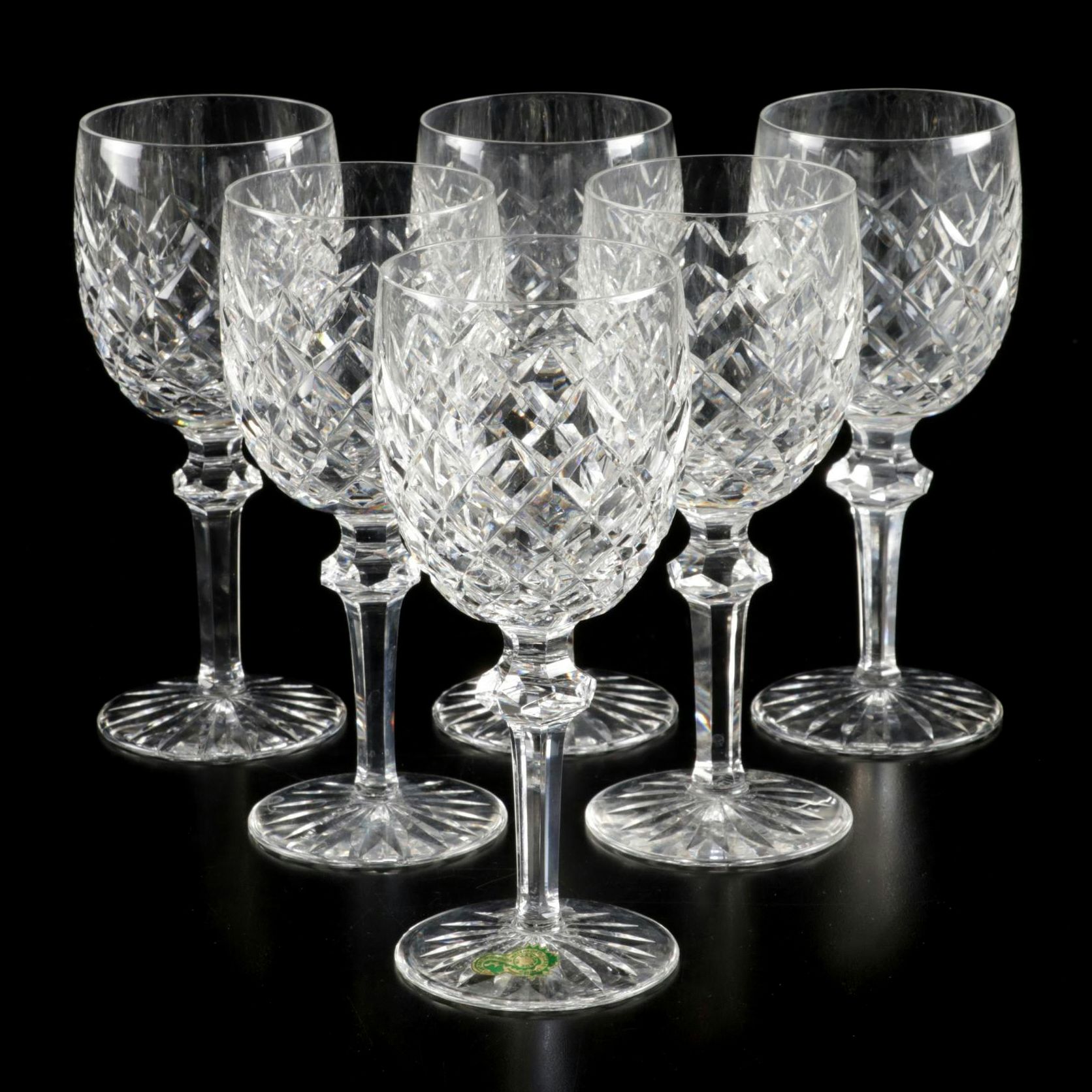 Waterford "Powerscourt" Crystal Water Goblets, Set of Six, 1969-2017