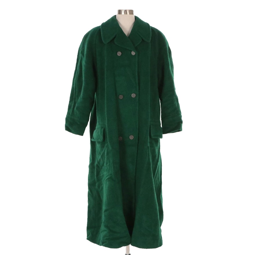 Karl Lagerfeld Emerald Green Wool/Mohair/Alpaca Oversized Flare Coat, 1990s