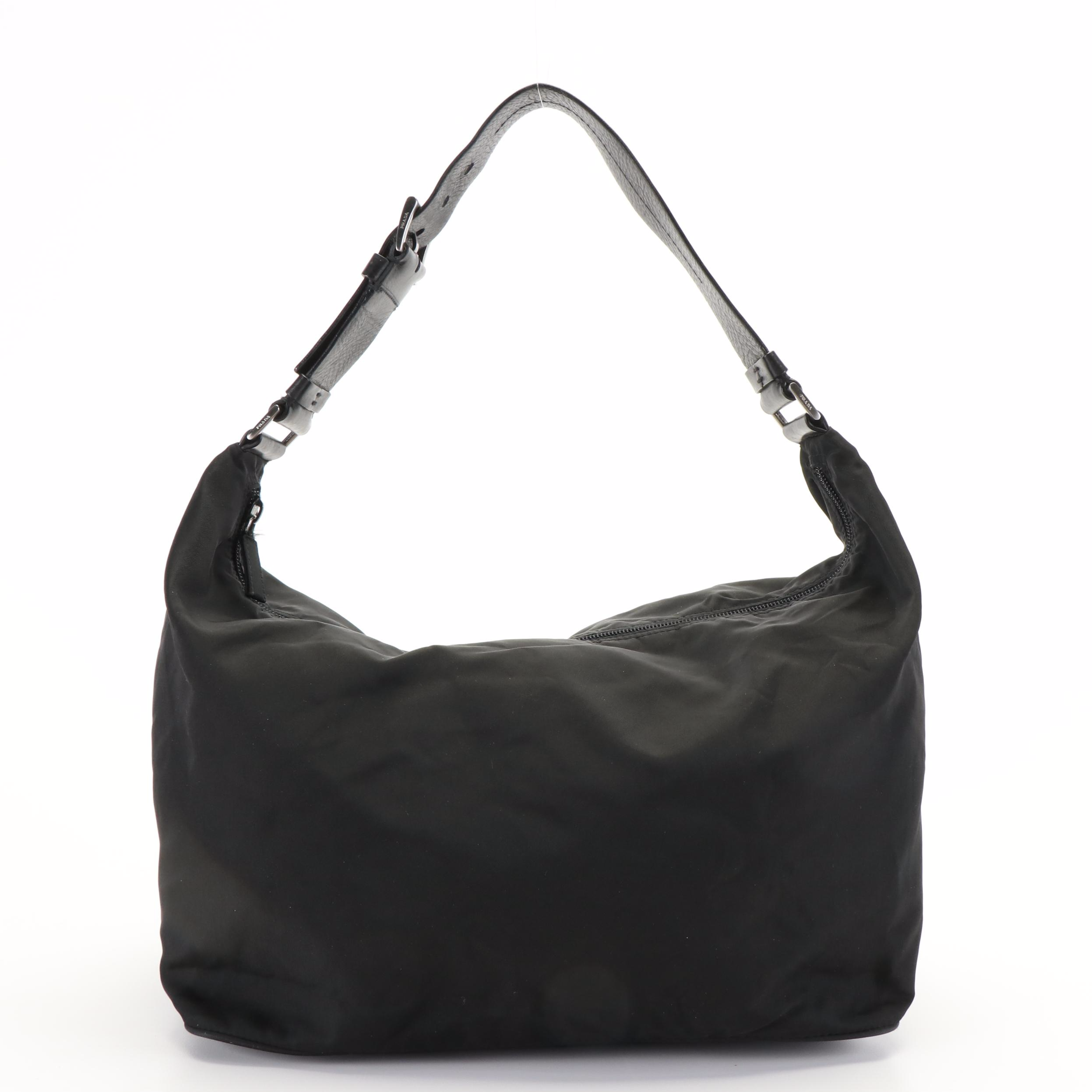 Prada Triangle Logo Tessuto Black Nylon Shoulder Bag