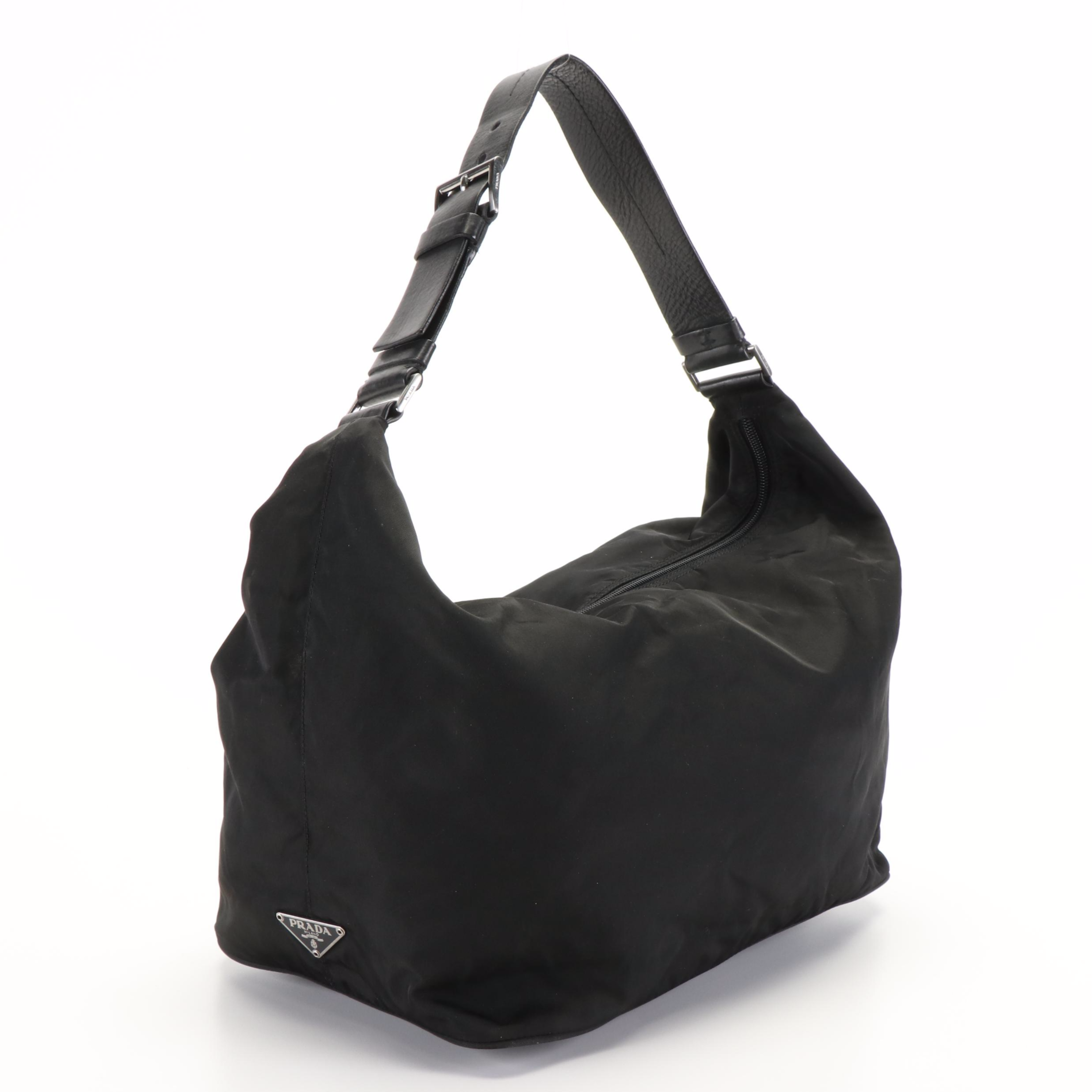 Prada Triangle Logo Tessuto Black Nylon Shoulder Bag