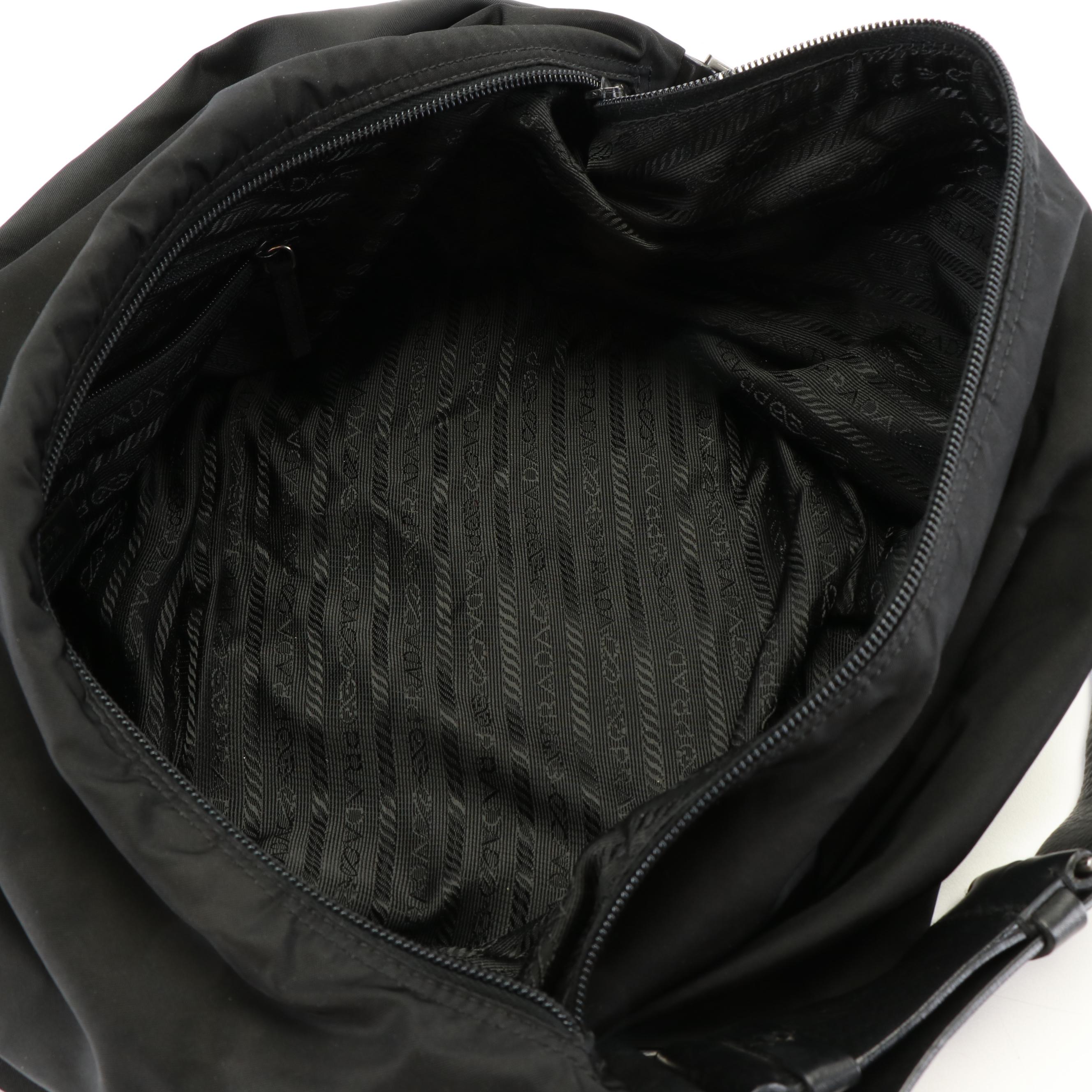 Prada Triangle Logo Tessuto Black Nylon Shoulder Bag