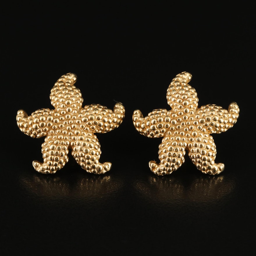 14K Puffy Starfish Earrings