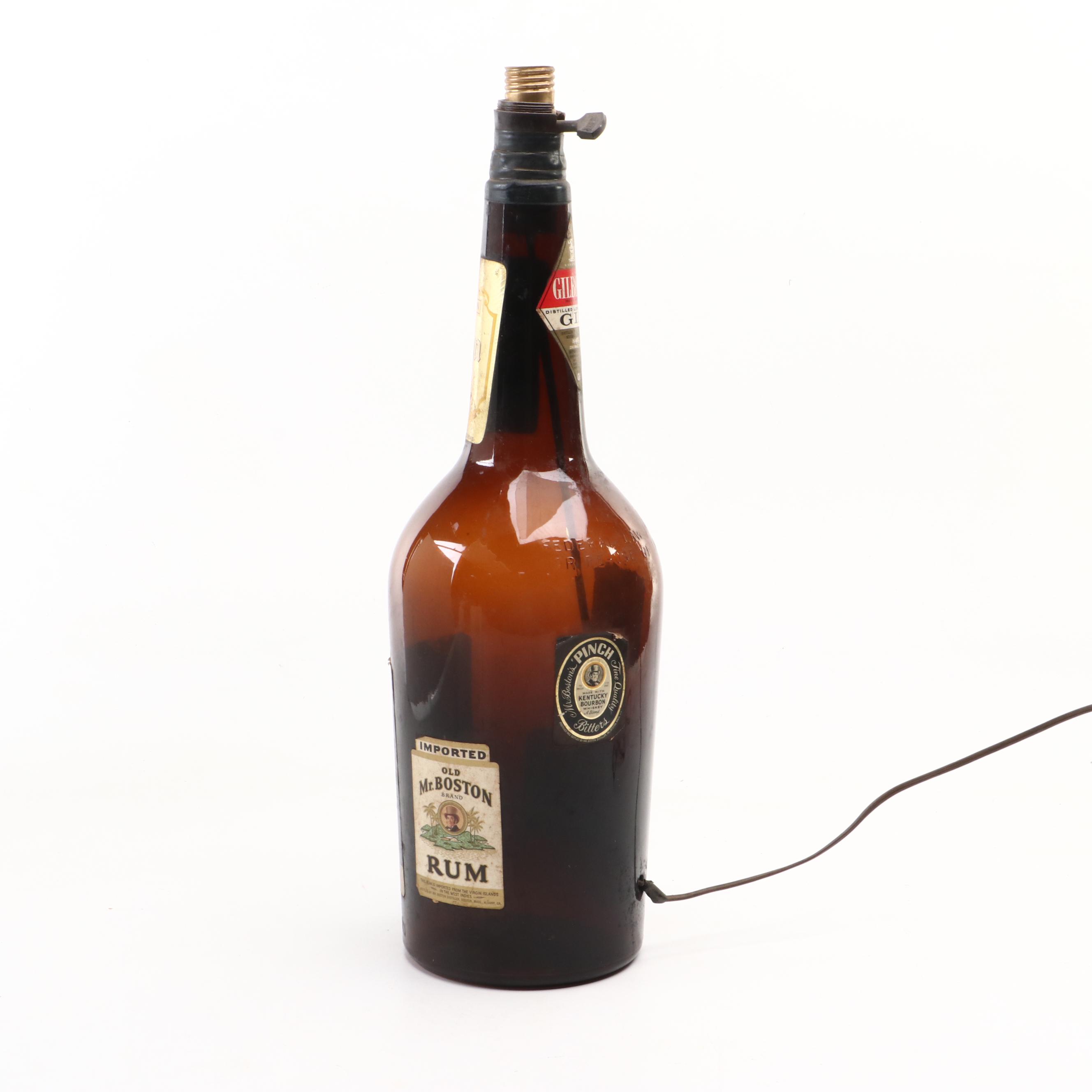 Old Mr. Boston Rum Bottle Lamp, Mid-20th Century