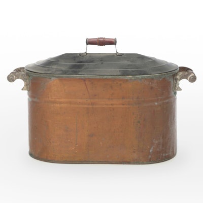 Copper Clad Boiler Washtub with Lid, 19th Century