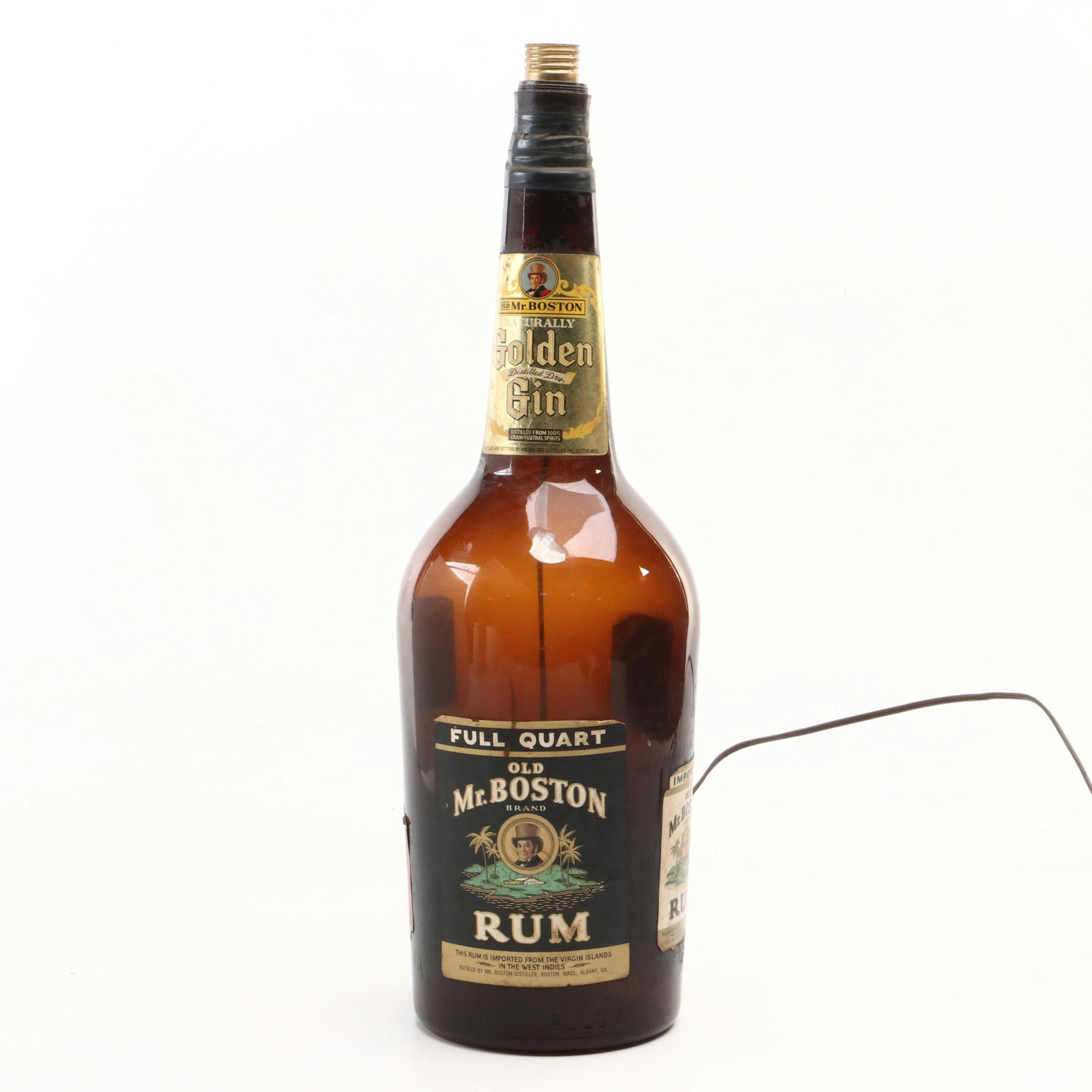 Old Mr. Boston Rum Bottle Lamp, Mid-20th Century