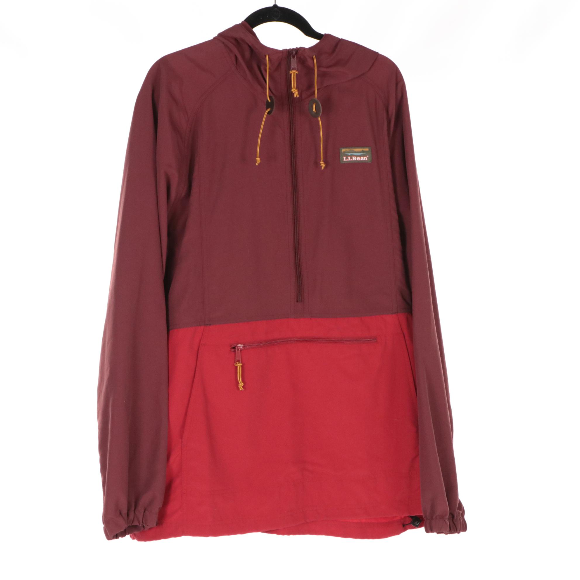 Men's L.L. Bean Half-Zip Nylon Windbreakers, Eddie Bauer Mustard Yellow Coat