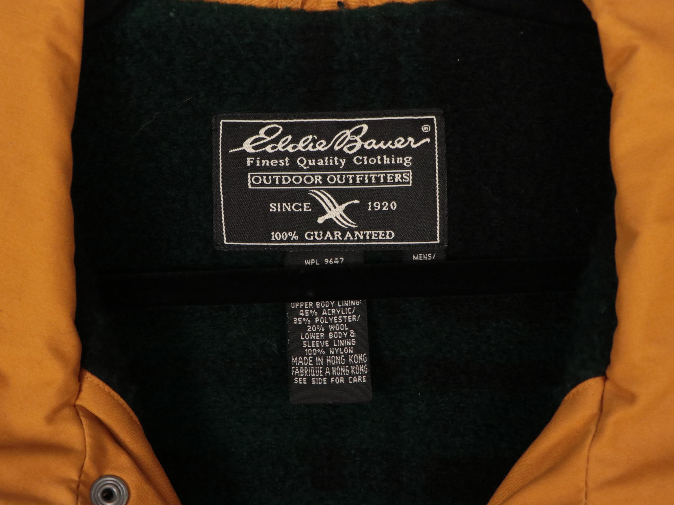 Men's L.L. Bean Half-Zip Nylon Windbreakers, Eddie Bauer Mustard Yellow Coat