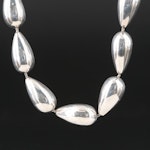 Modernist Mikal-Jon Bayanihan Sterling Pear Shaped Link Necklace