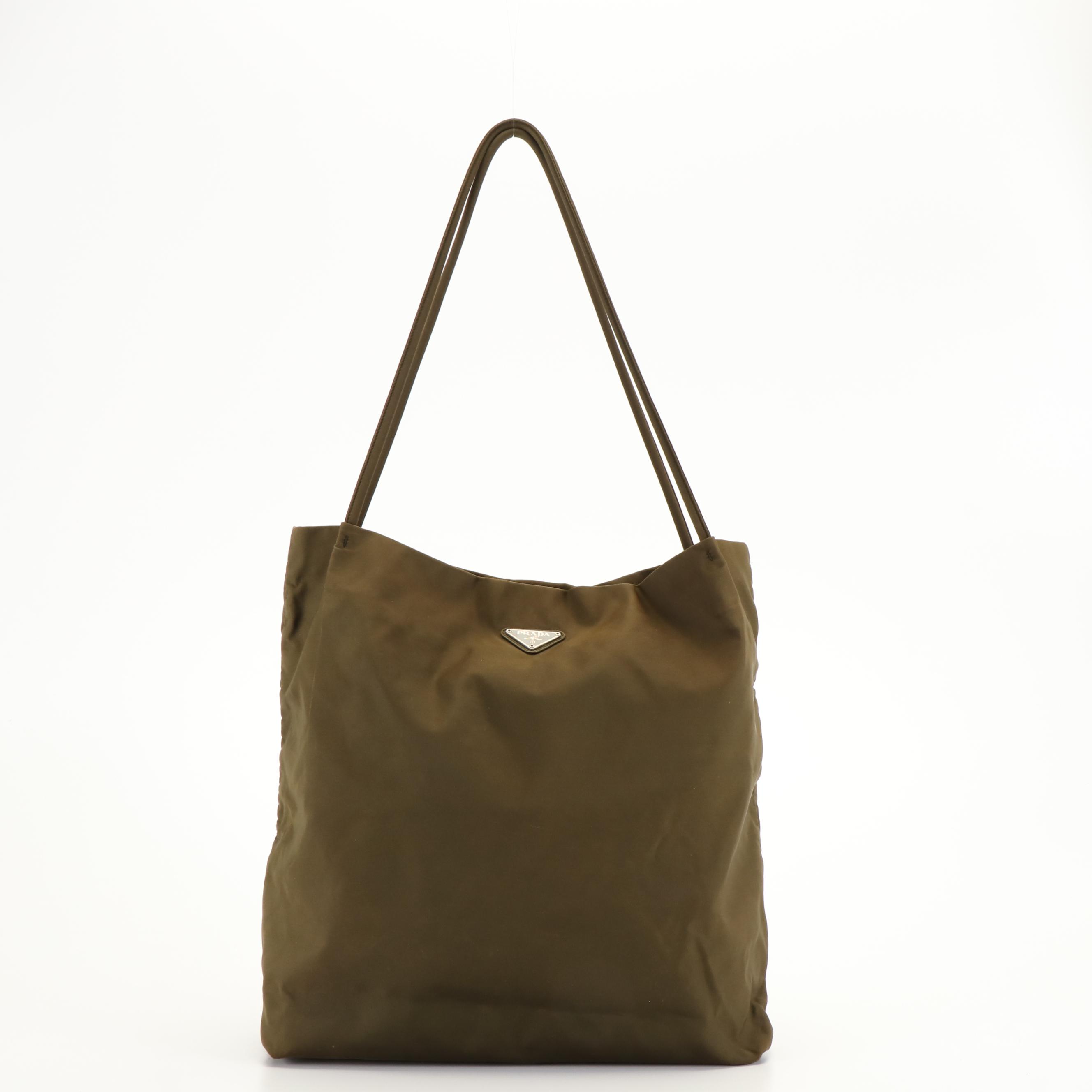 Prada Tessuto City Khaki Green Nylon Shoulder Tote Bag