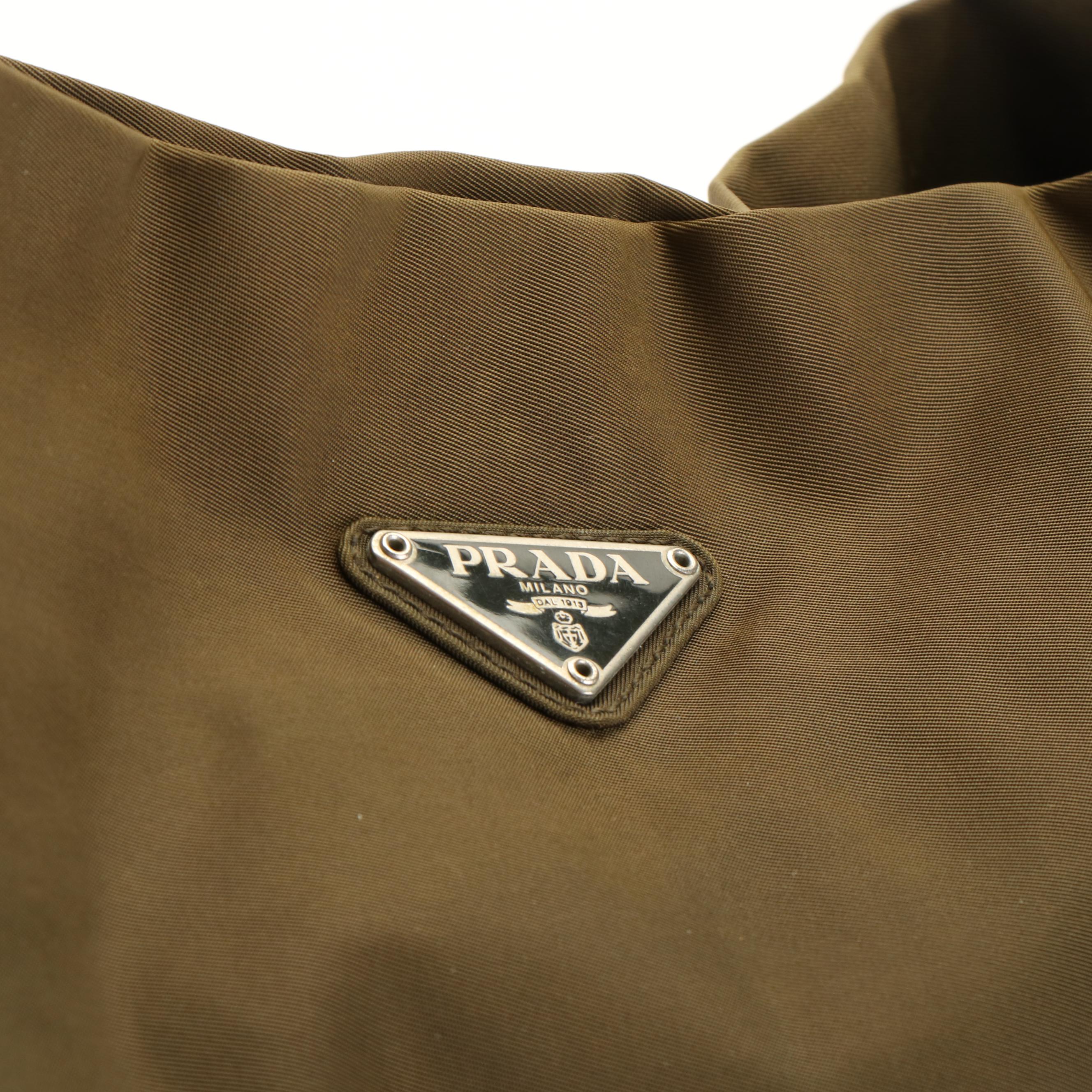 Prada Tessuto City Khaki Green Nylon Shoulder Tote Bag