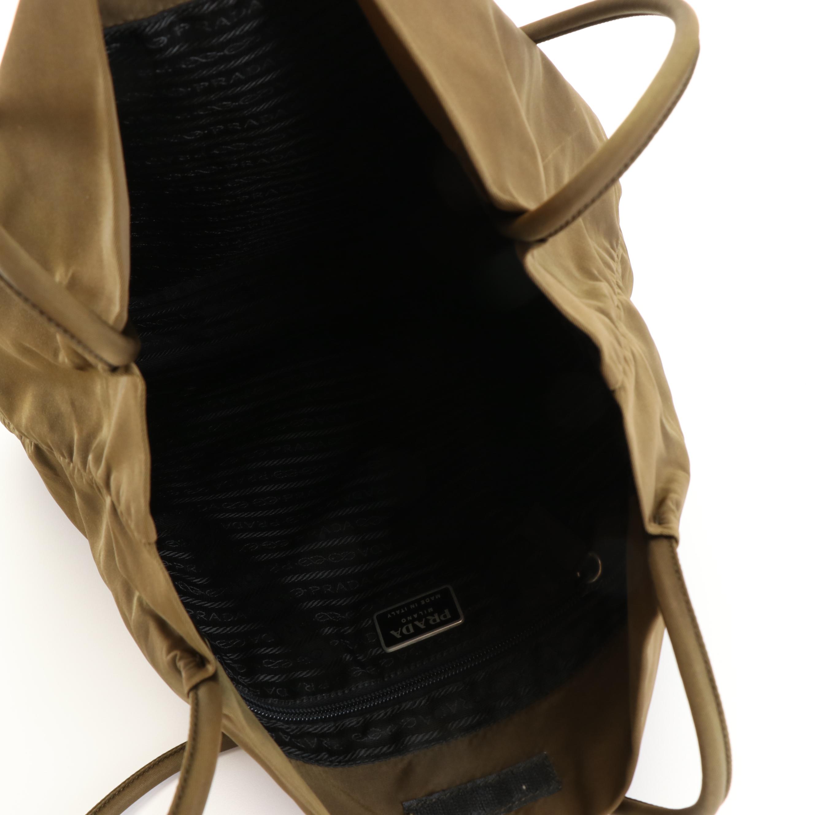 Prada Tessuto City Khaki Green Nylon Shoulder Tote Bag
