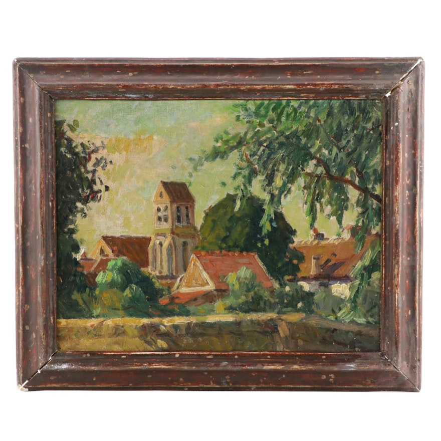 Townscape Oil Painting, Early 20th Century