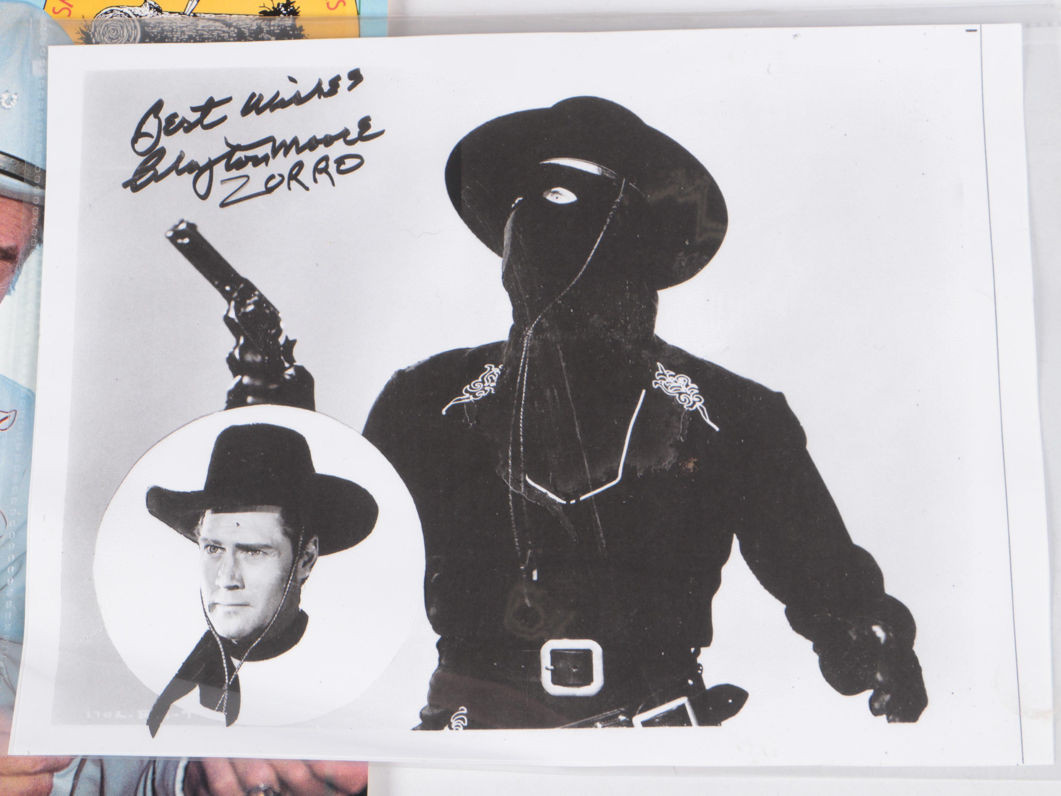 Roy Rogers Signed Magazine with Clayton Moore Signed Print and More