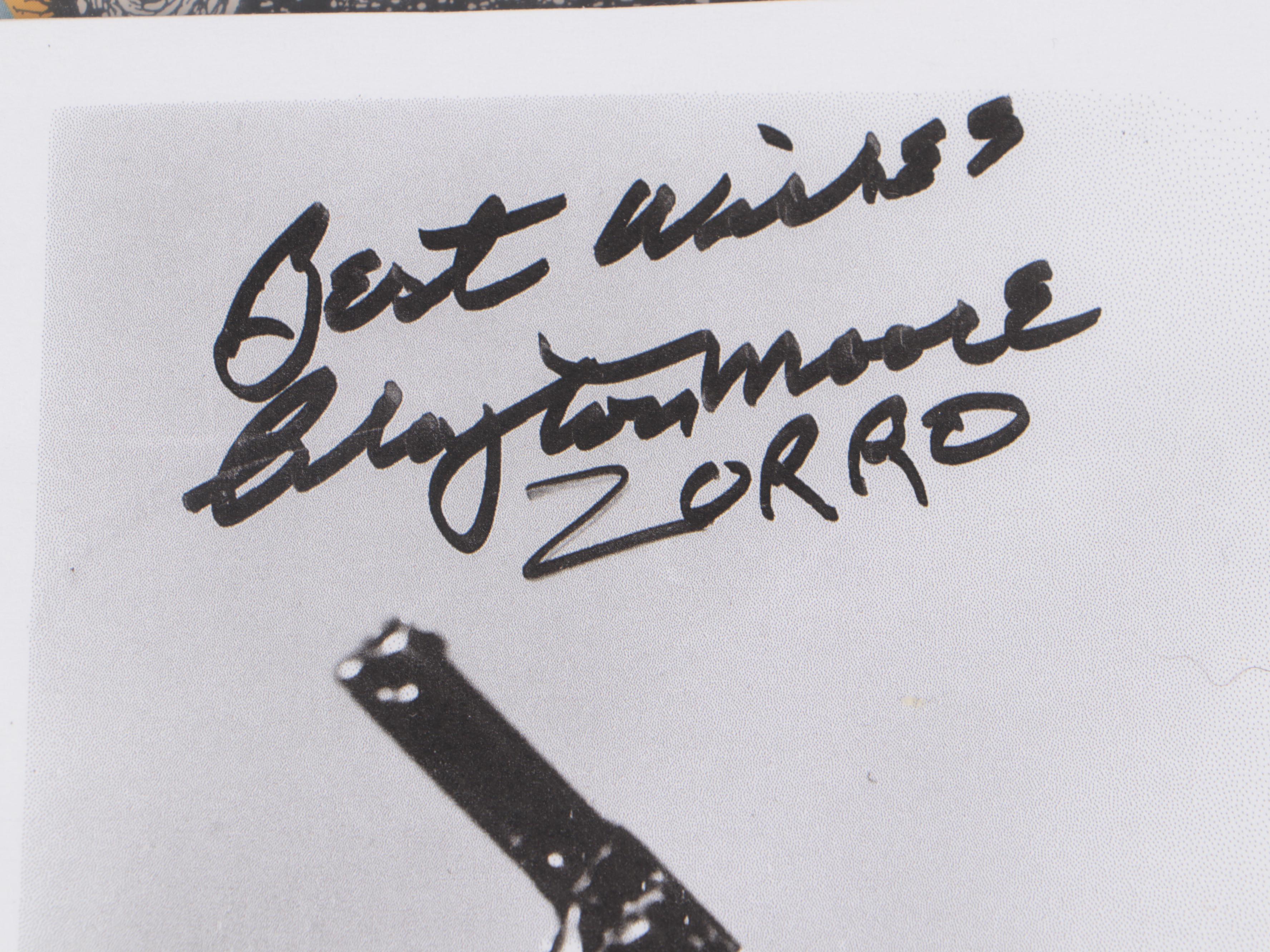 Roy Rogers Signed Magazine with Clayton Moore Signed Print and More