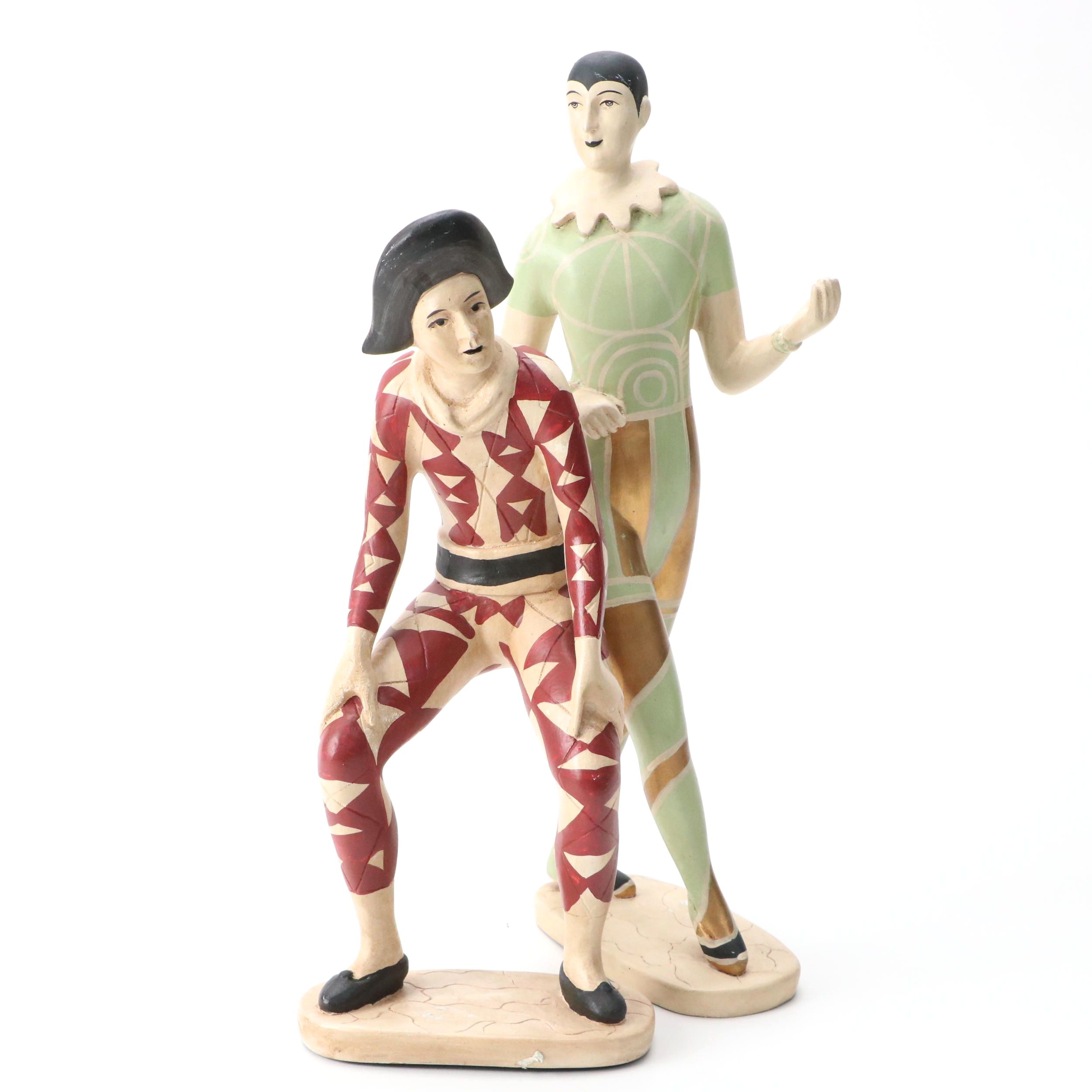 Hand-Painted Harlequin Resin Figurines