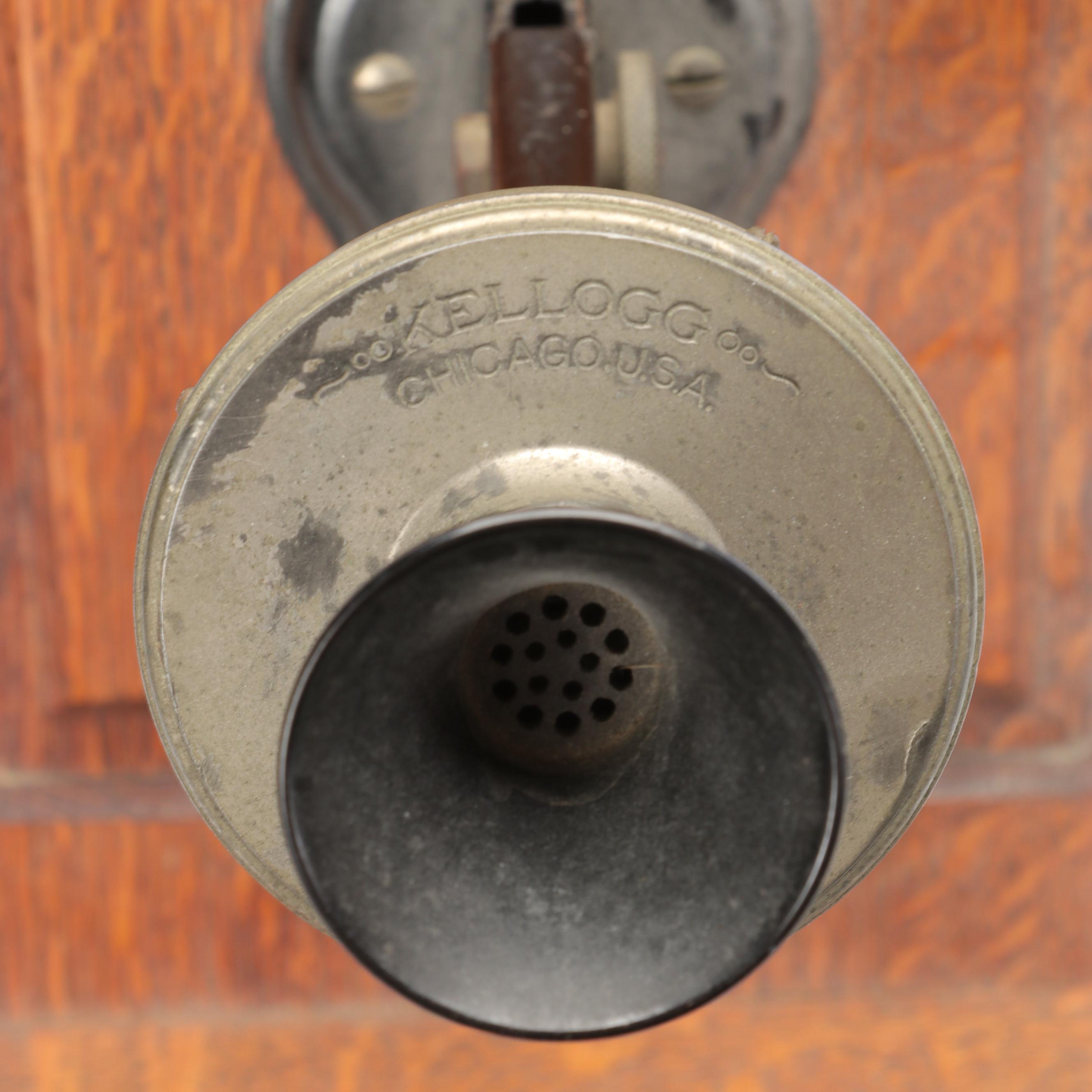 Kellogg Co. Finished Wood Hand-Crank Telephone, Early 20th Century
