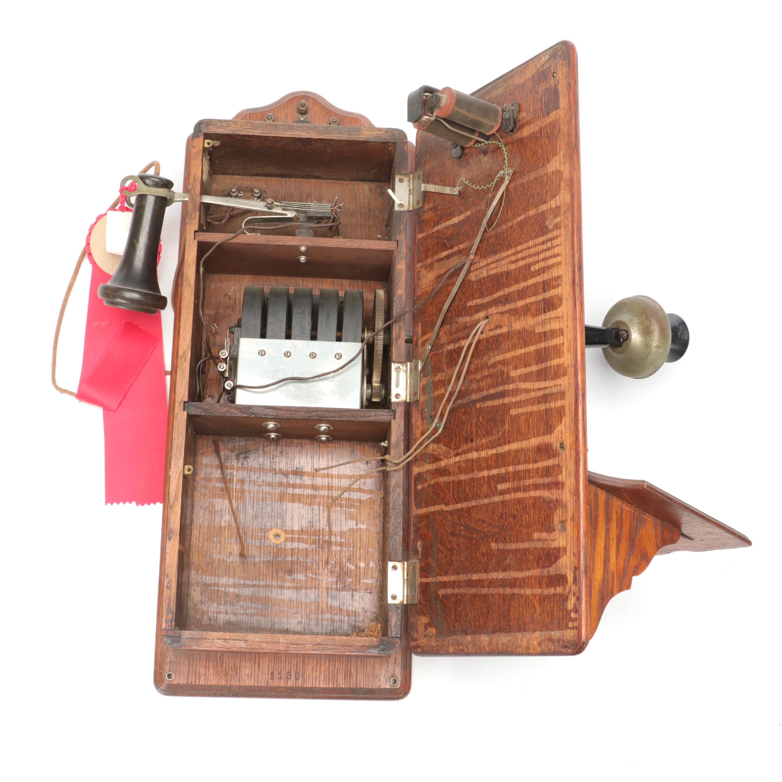 Kellogg Co. Finished Wood Hand-Crank Telephone, Early 20th Century